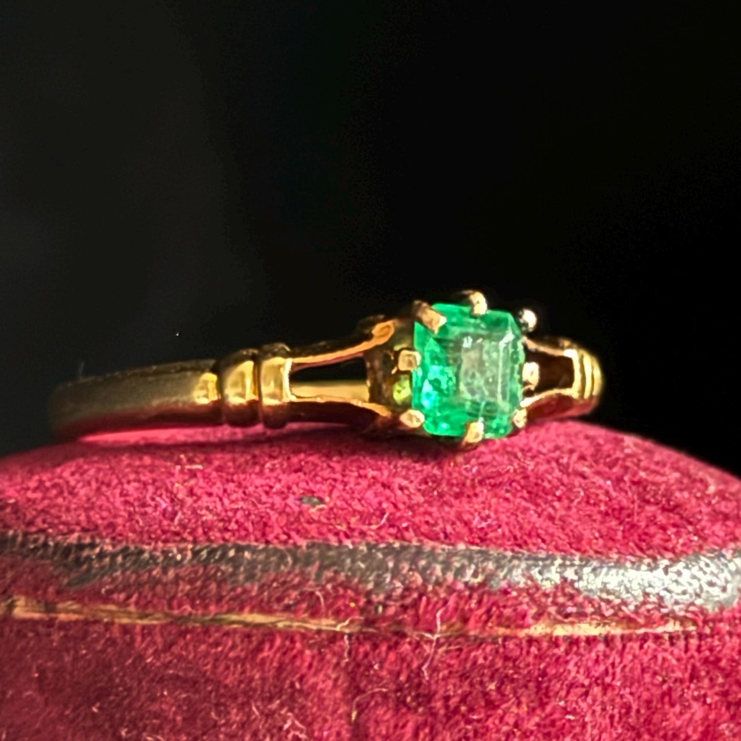 RESERVED Antique Emerald Ring in 18 Carat Gold; Circa 1890