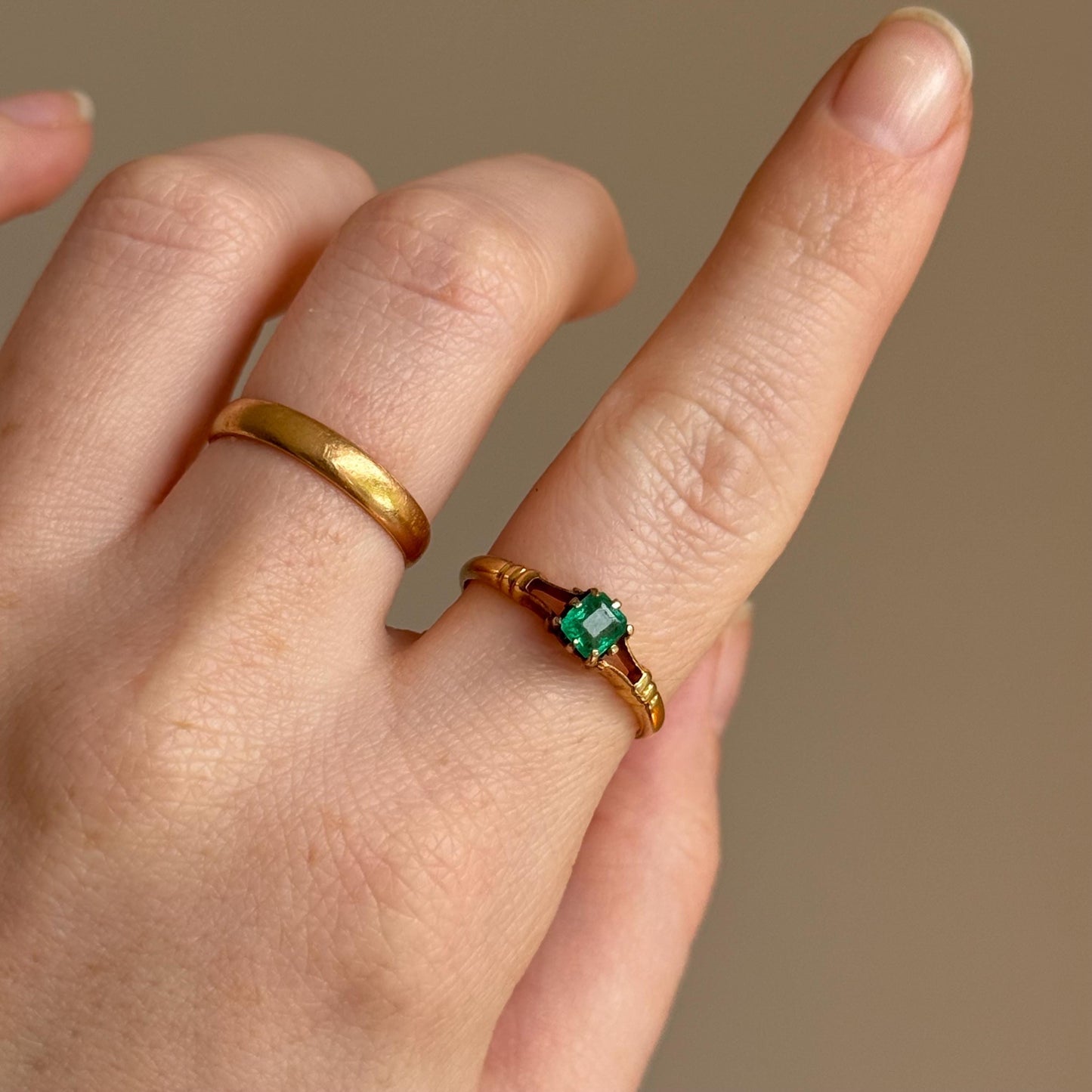 RESERVED Antique Emerald Ring in 18 Carat Gold; Circa 1890