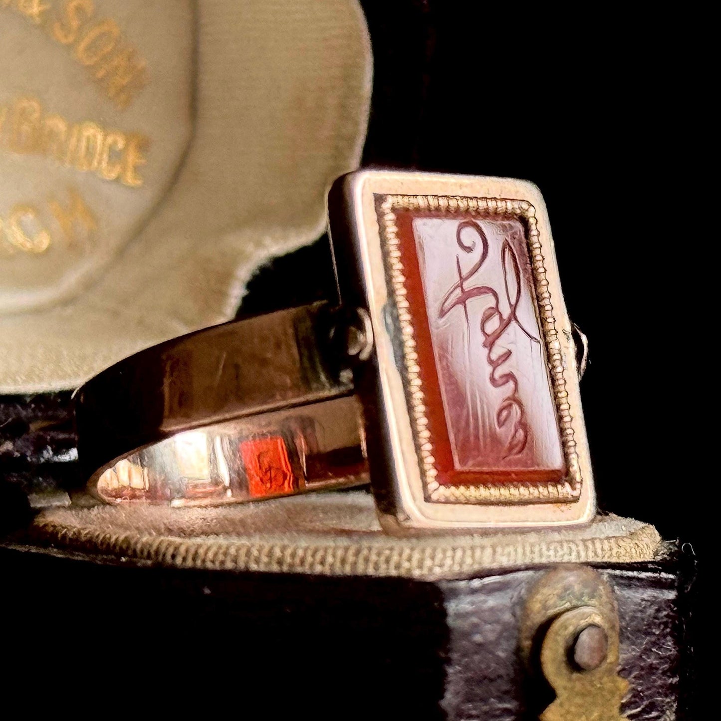 Georgian 'Agnes Witts' Spinning Intaglio Ring in 9 Carat Gold; Circa 1830