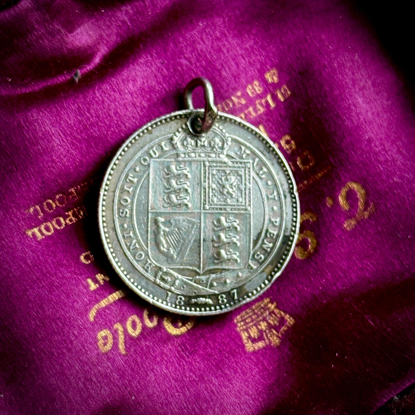 Victorian Love Token 'Auntie ' Coin Pendant; Circa 1895