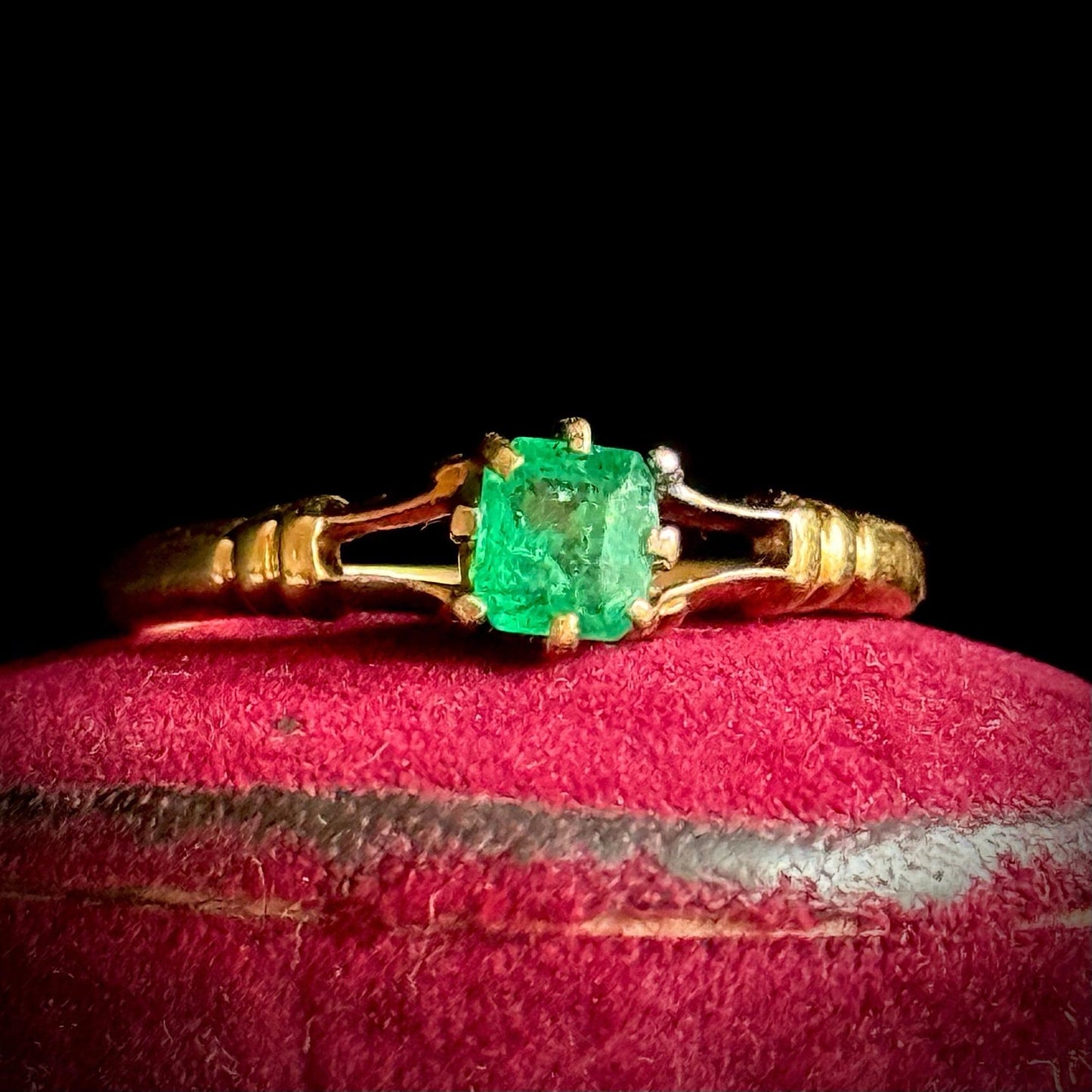 RESERVED Antique Emerald Ring in 18 Carat Gold; Circa 1890