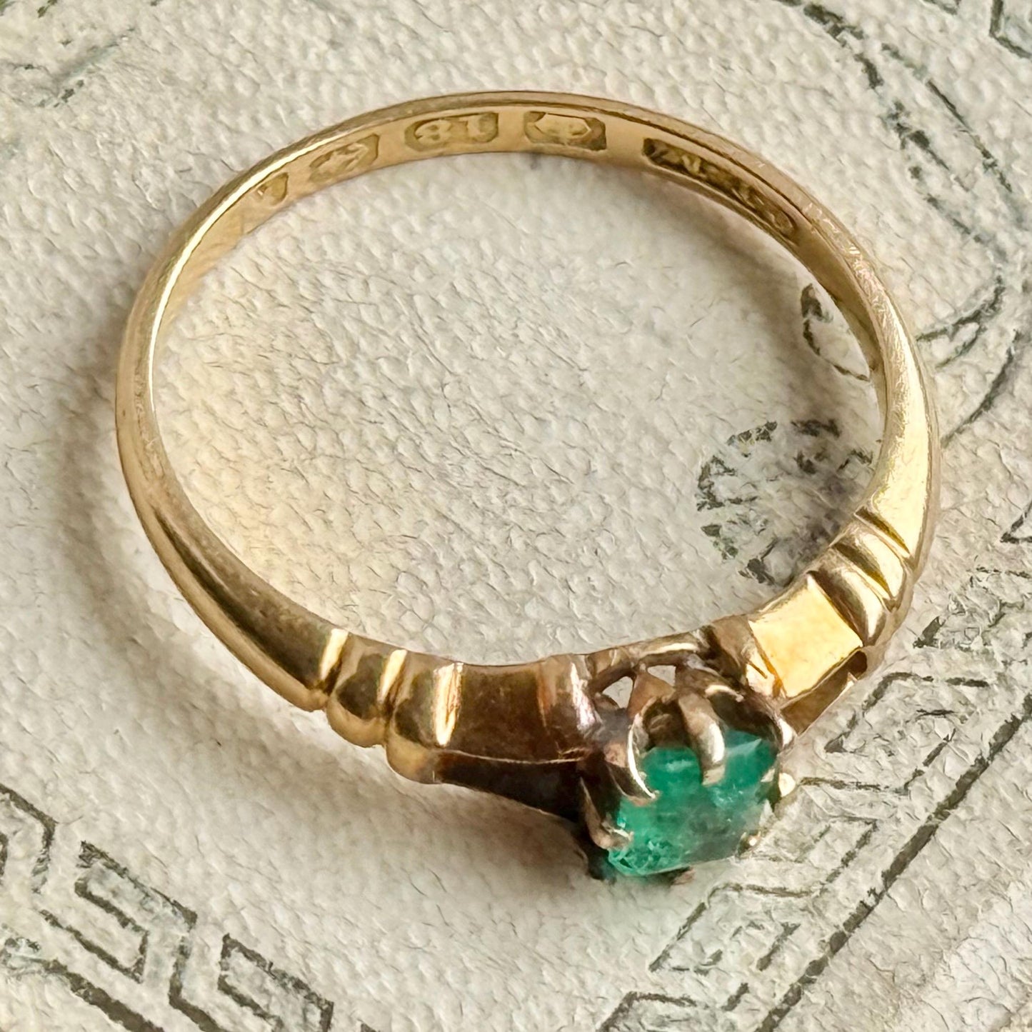 RESERVED Antique Emerald Ring in 18 Carat Gold; Circa 1890