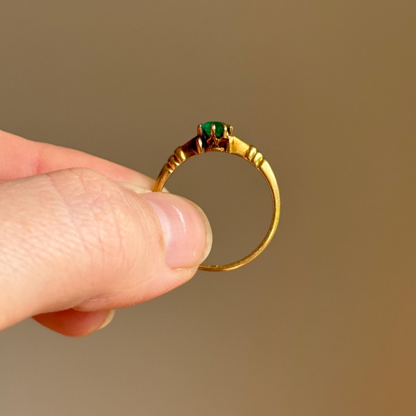 RESERVED Antique Emerald Ring in 18 Carat Gold; Circa 1890