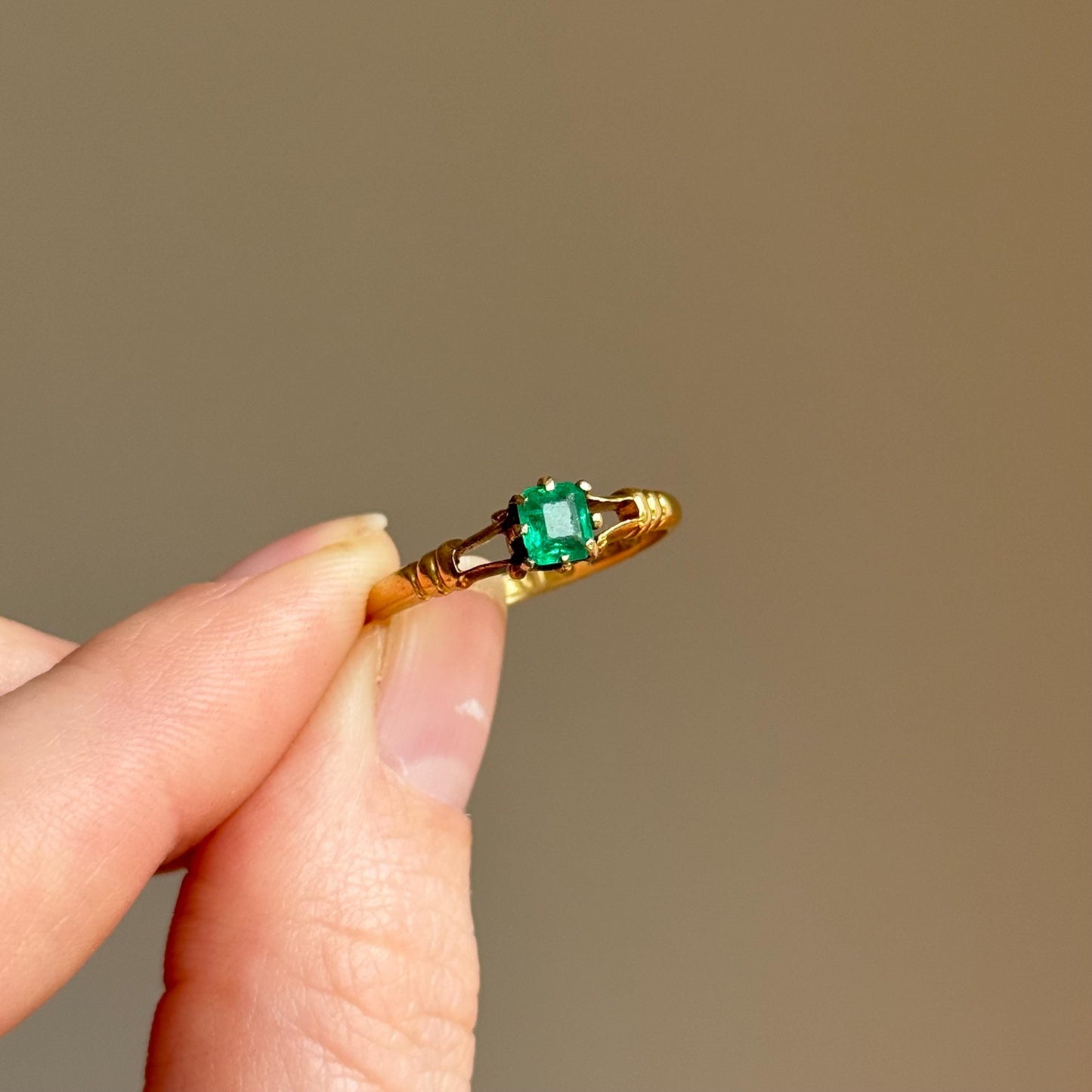 RESERVED Antique Emerald Ring in 18 Carat Gold; Circa 1890