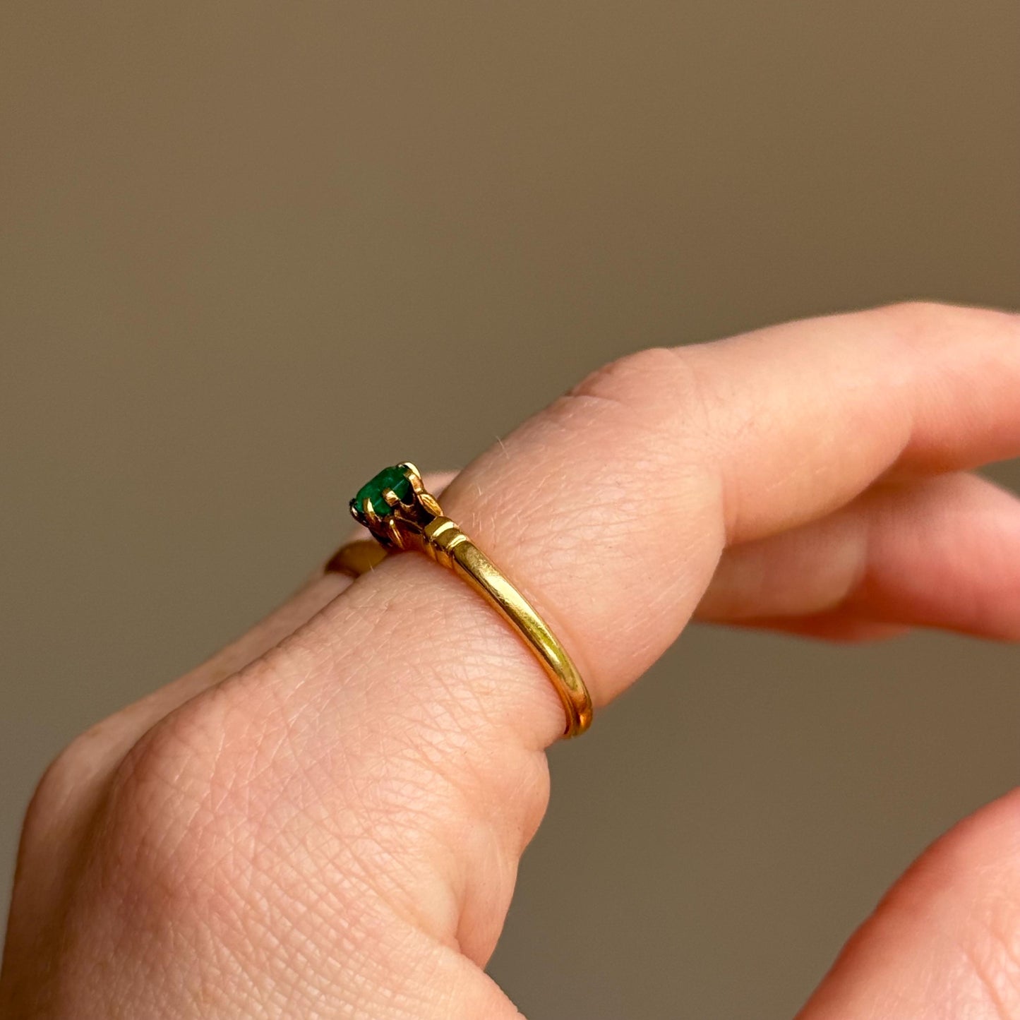 RESERVED Antique Emerald Ring in 18 Carat Gold; Circa 1890