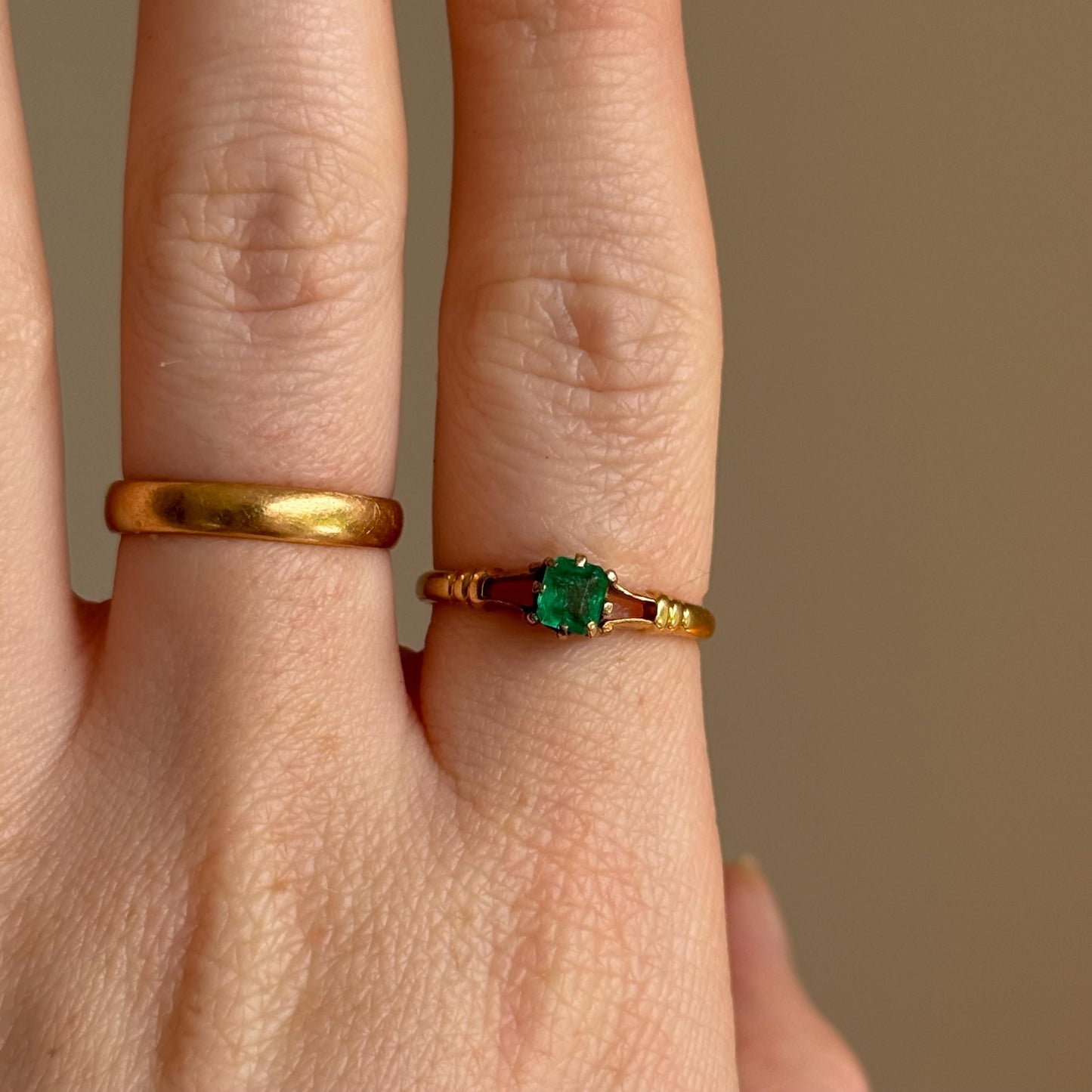RESERVED Antique Emerald Ring in 18 Carat Gold; Circa 1890