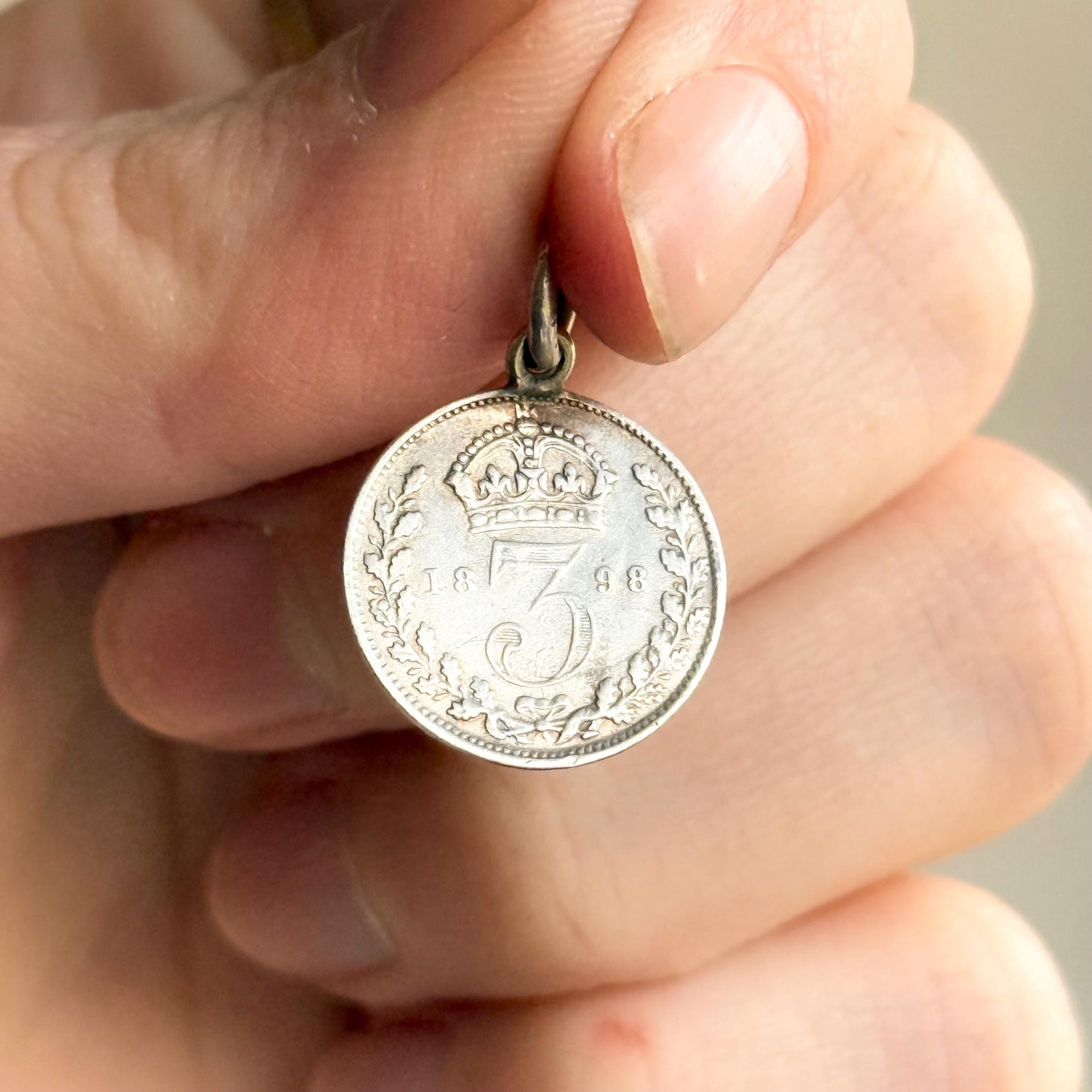 Antique Love Token ‘FWS' Coin Pendant; Circa 1904