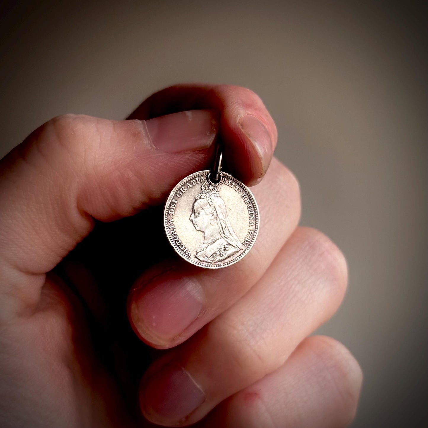 Victorian Love Token ‘DRC' Coin Pendant; Circa 1899