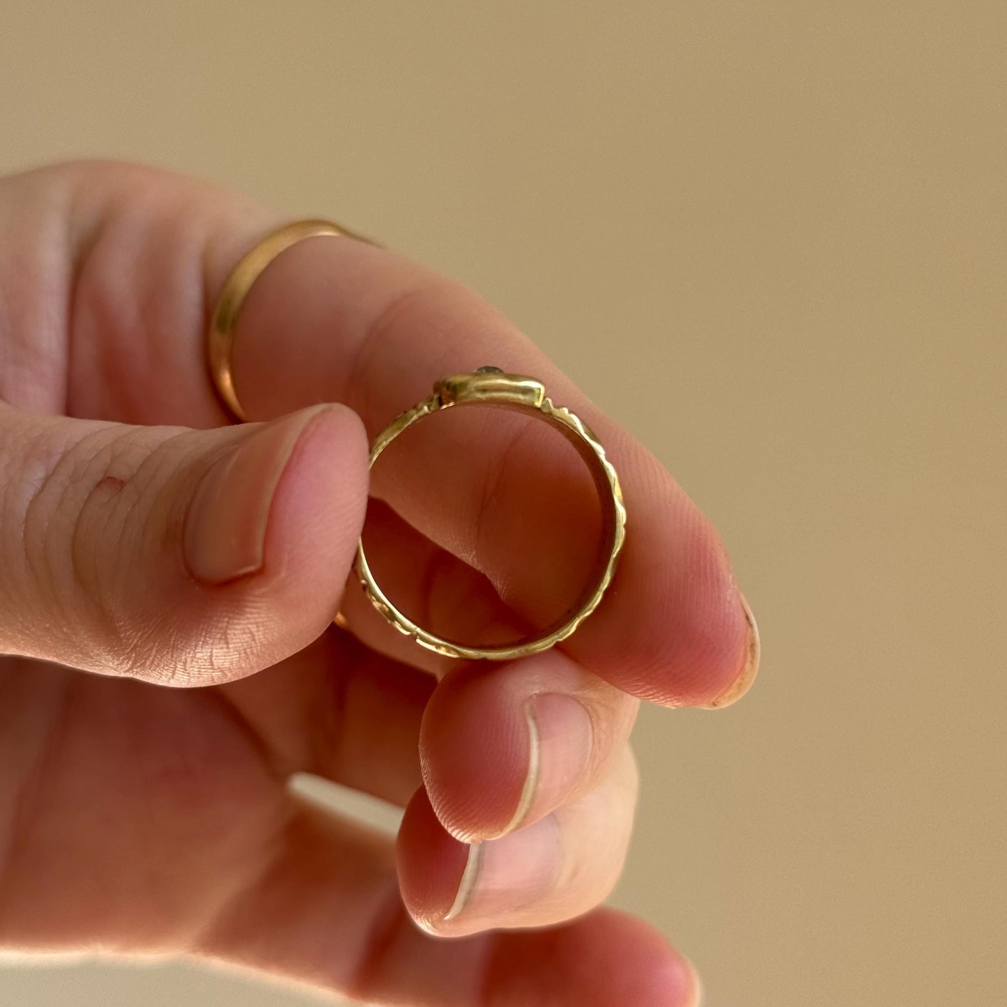 Antique Enamel & Diamond Signet Ring in 18 Carat Gold; Circa 1836