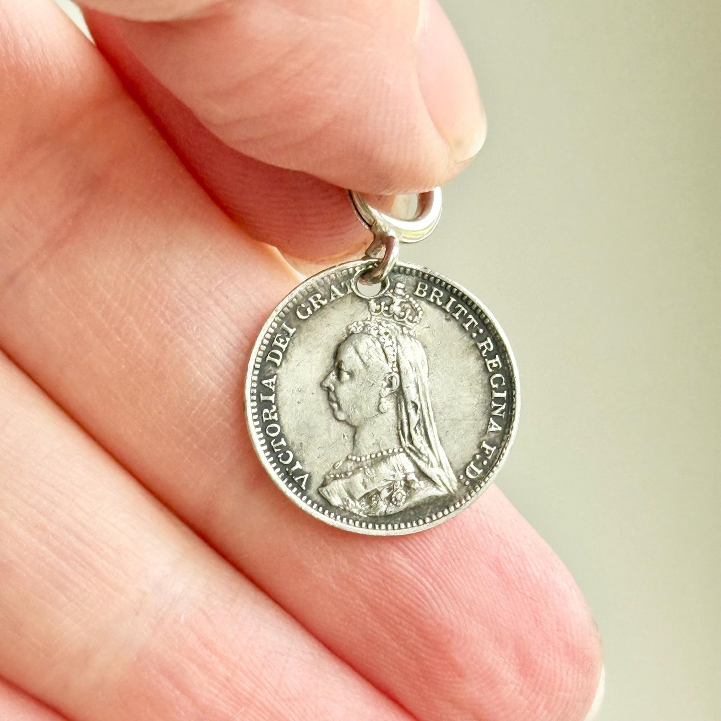 Victorian Love Token 'Maud' Coin Pendant; Circa 1870