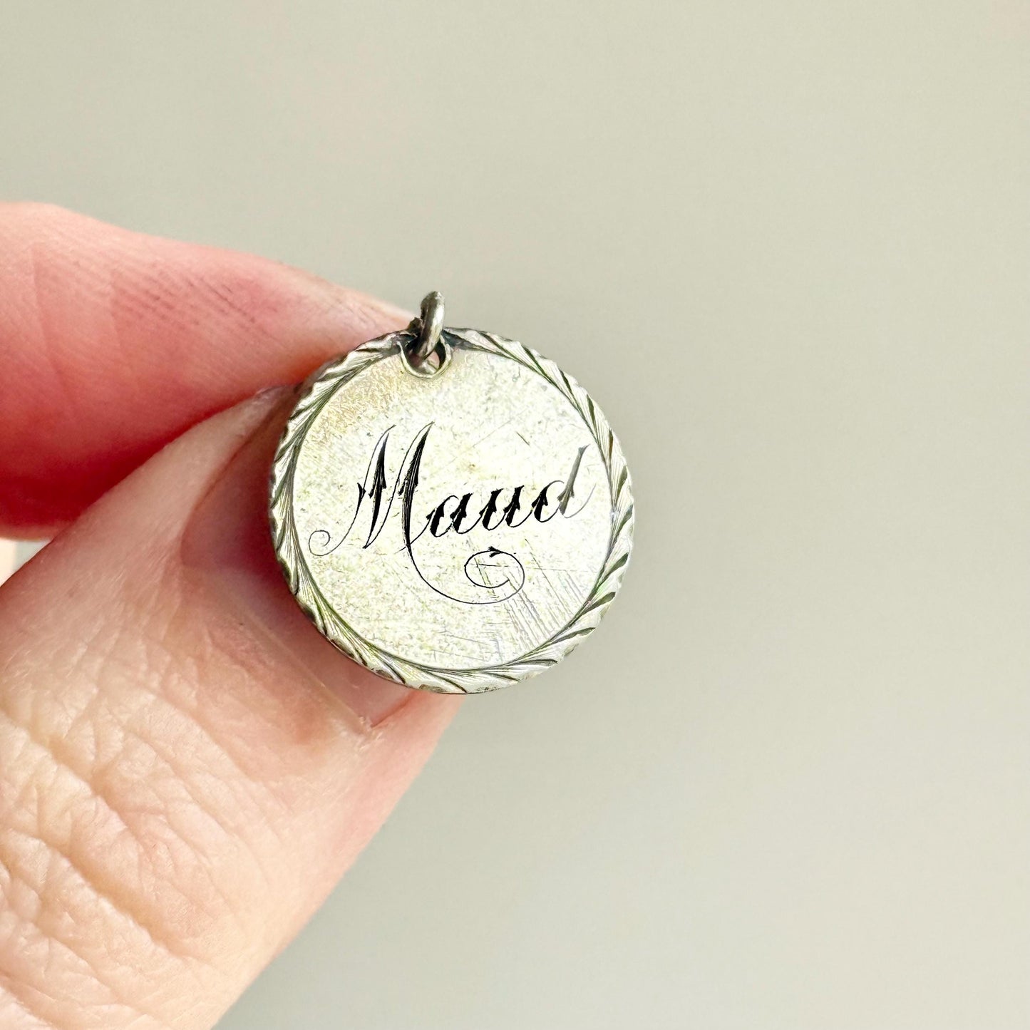 Victorian Love Token 'Maud' Coin Pendant; Circa 1870