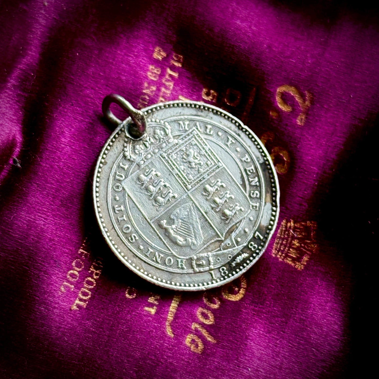 Victorian Love Token 'Auntie ' Coin Pendant; Circa 1895