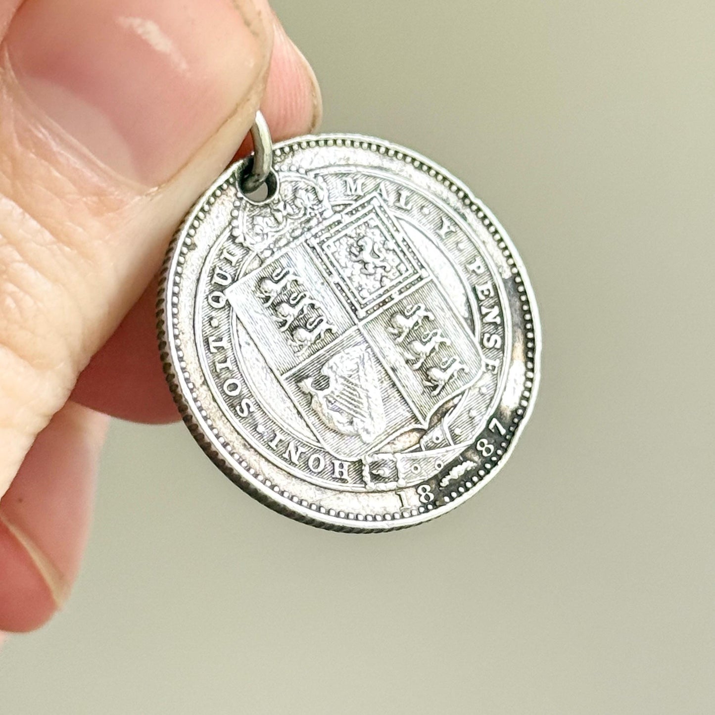 Victorian Love Token 'Auntie ' Coin Pendant; Circa 1895