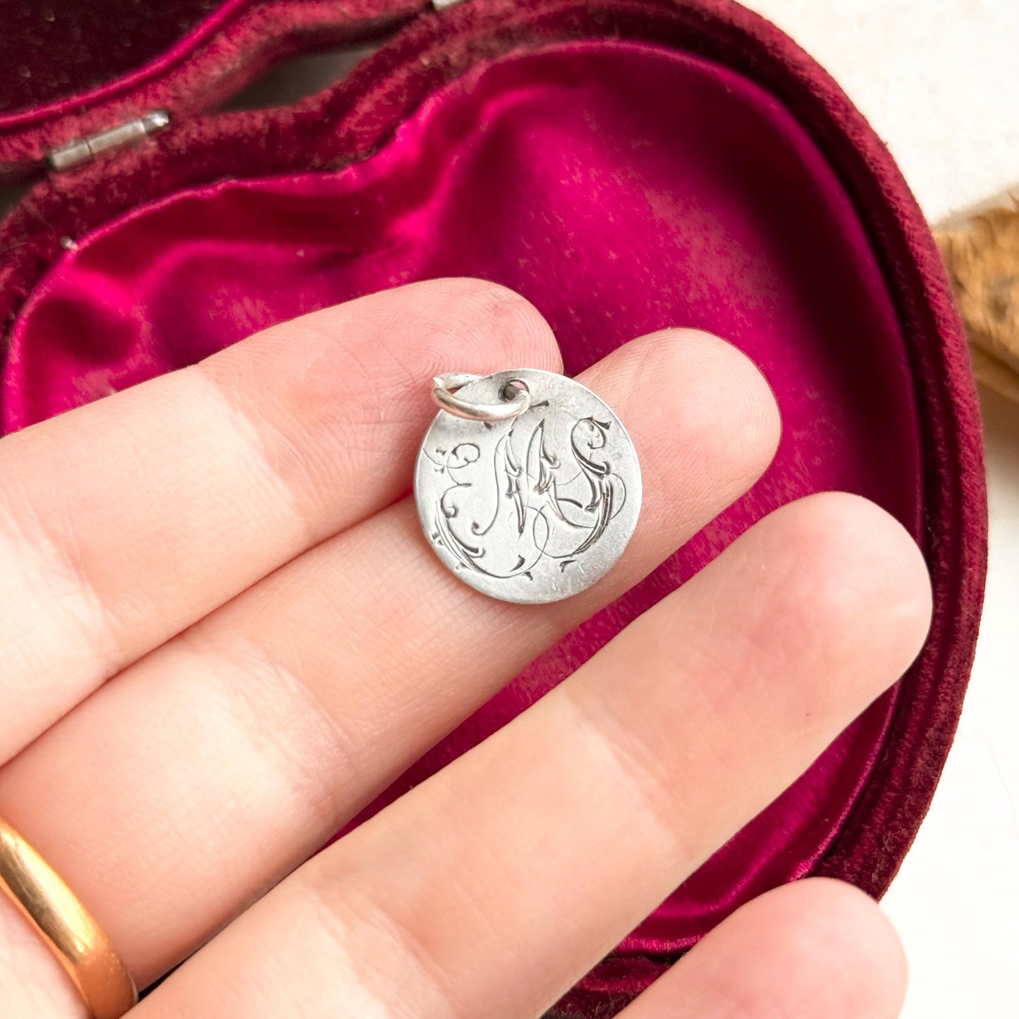 Victorian Love Token ‘EMS' Coin Pendant; Circa 1890