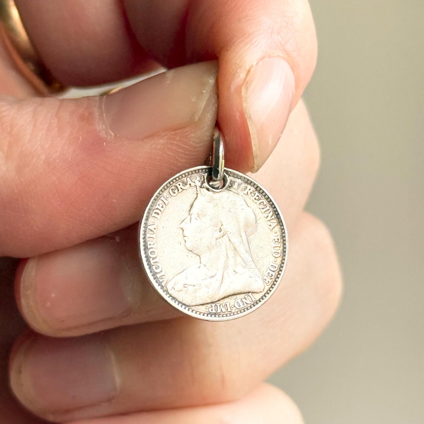 Victorian Love Token ‘FCC' Coin Pendant; Circa 1893