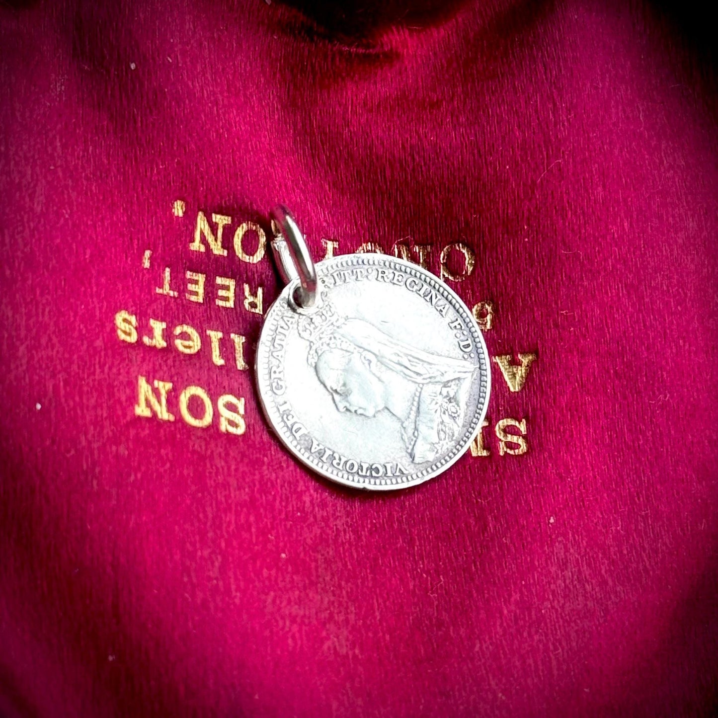 Victorian Love Token ‘DRC' Coin Pendant; Circa 1899