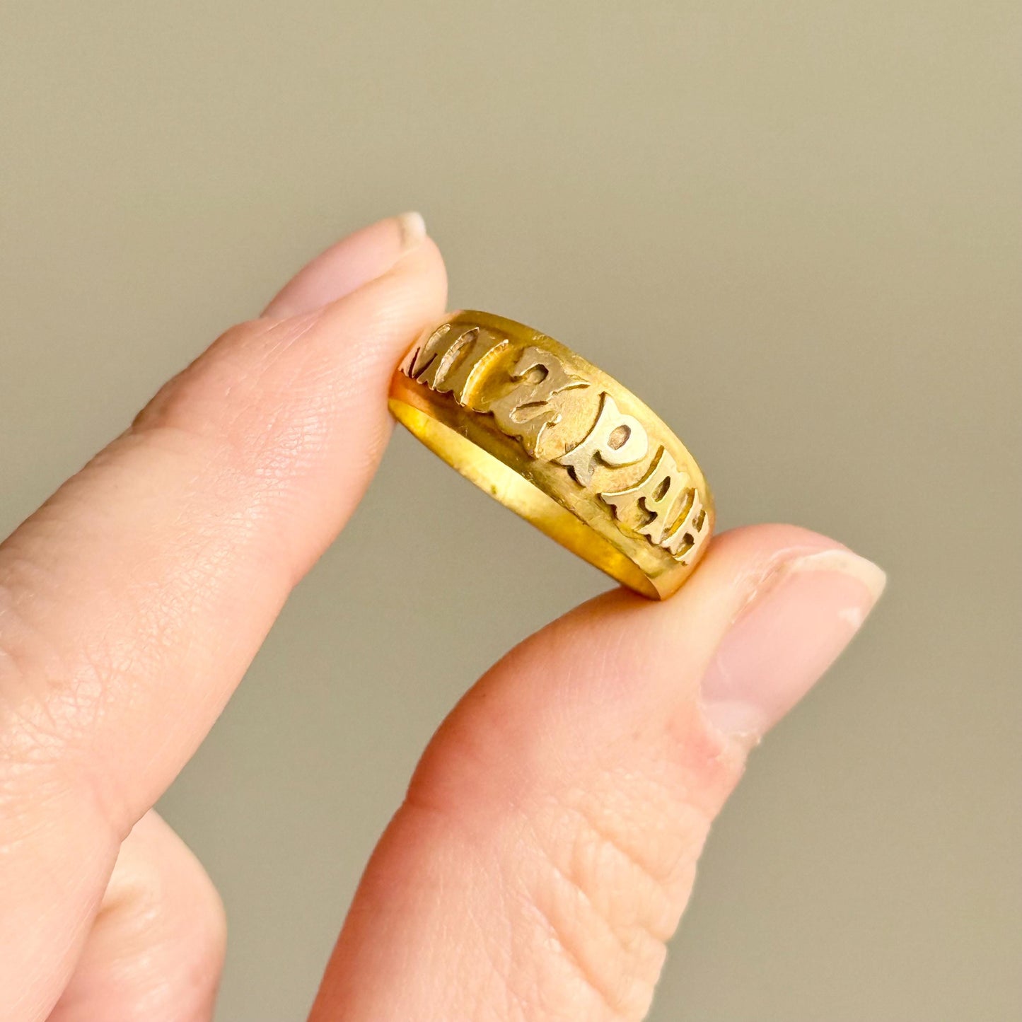 Victorian Heavy Mizpah Ring Created In 18 Carat Gold; Circa 1876