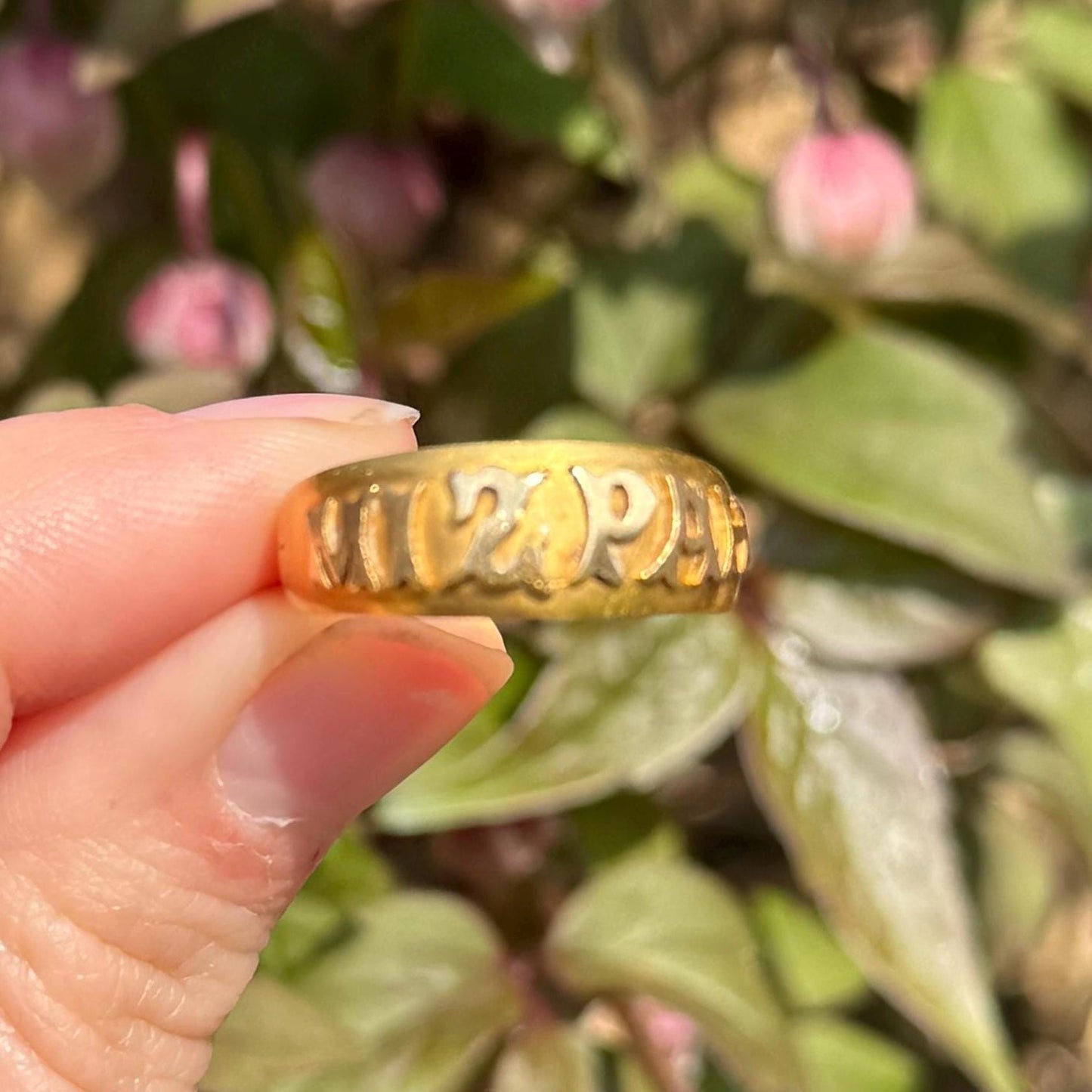Victorian Heavy Mizpah Ring Created In 18 Carat Gold; Circa 1876