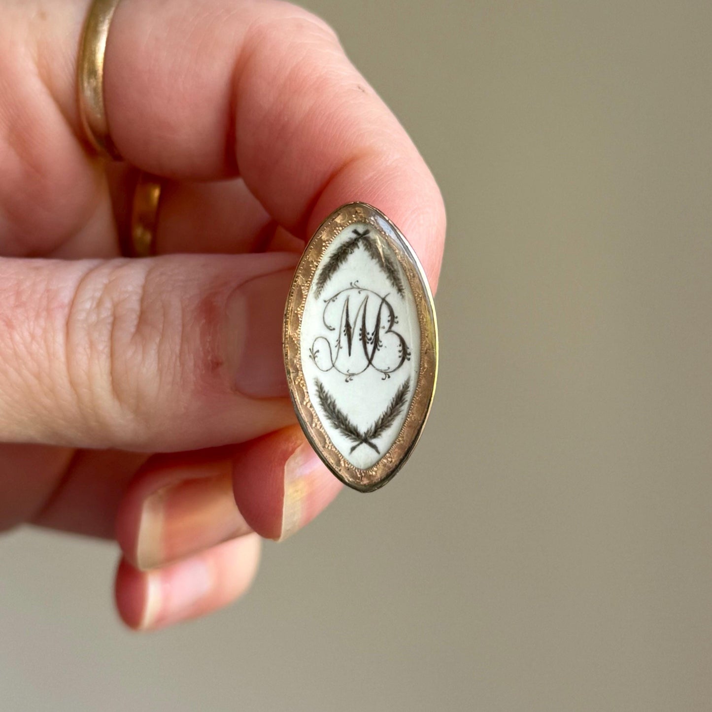 Georgian Hand Painted Brooch in 9 Carat Gold; Circa 1820