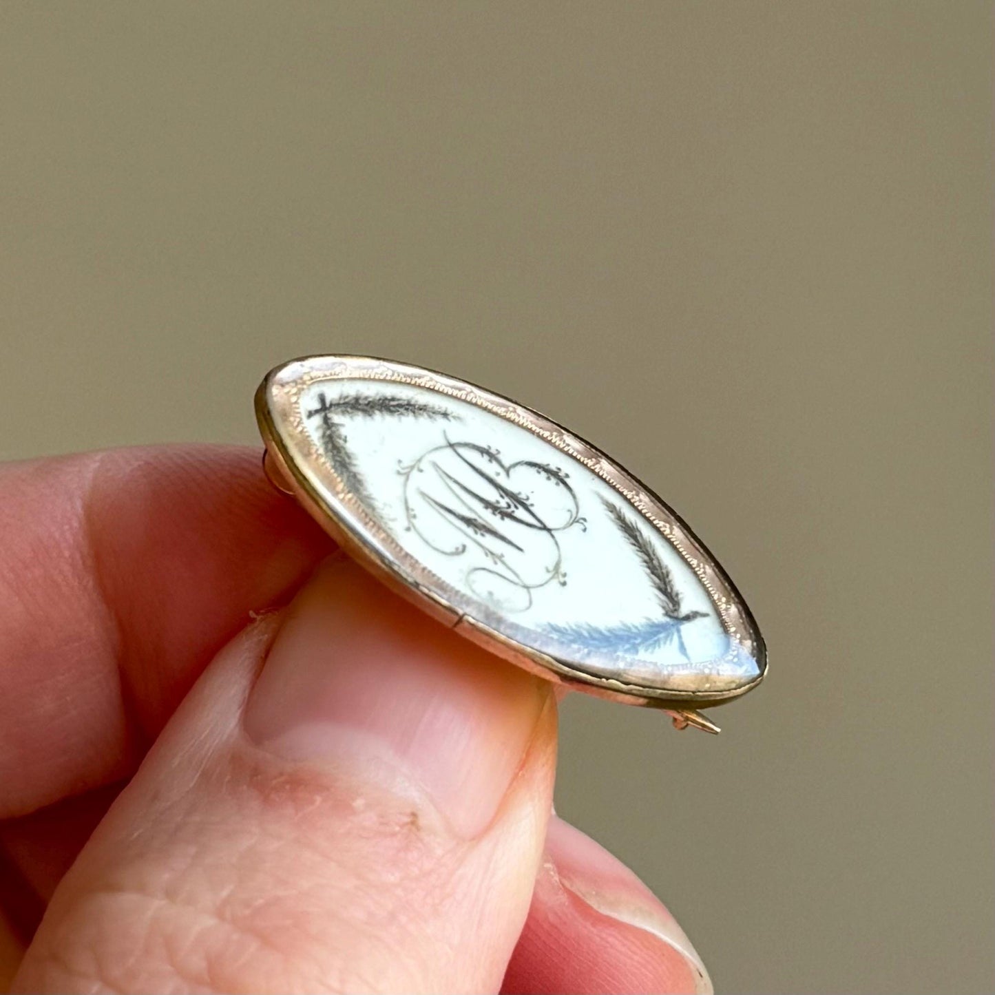 Georgian Hand Painted Brooch in 9 Carat Gold; Circa 1820