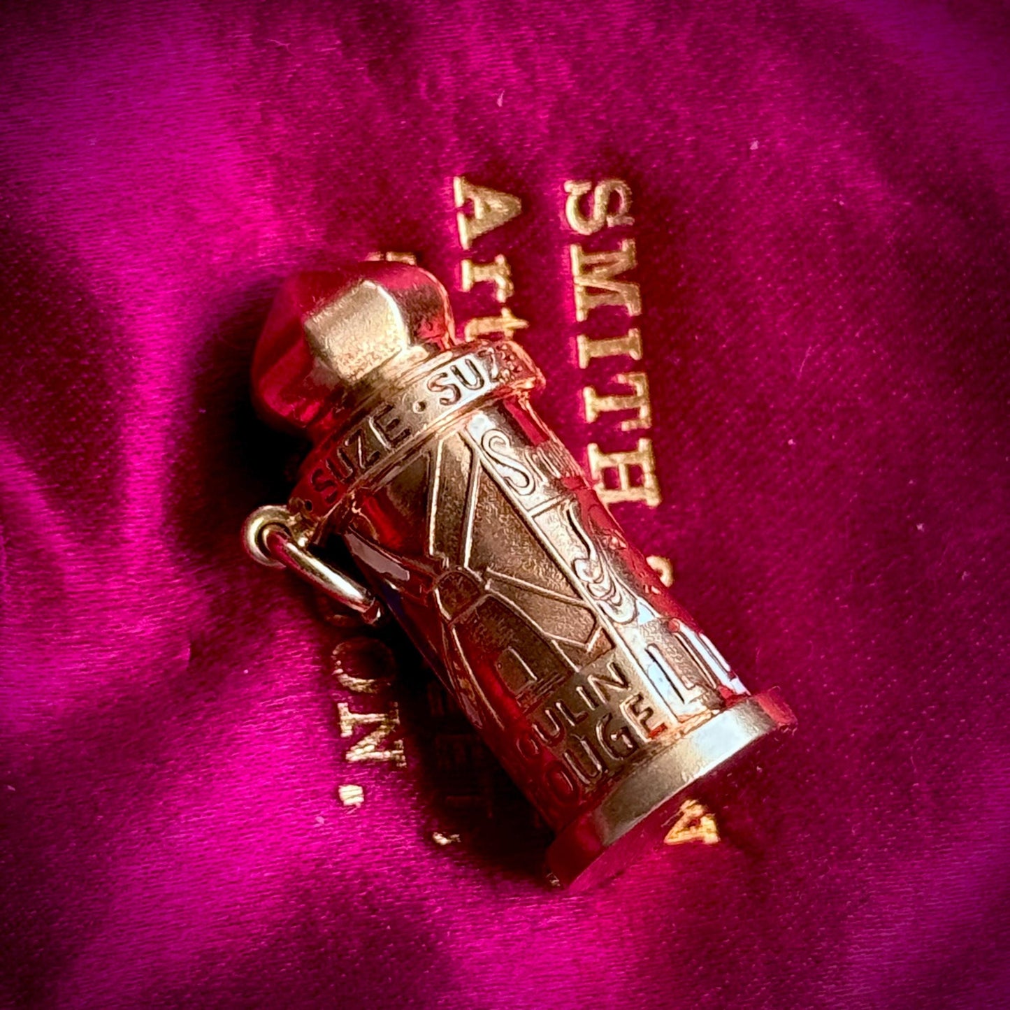 Vintage Enamel French Kiosk Pendant in 14 Carat Gold; Circa 1960