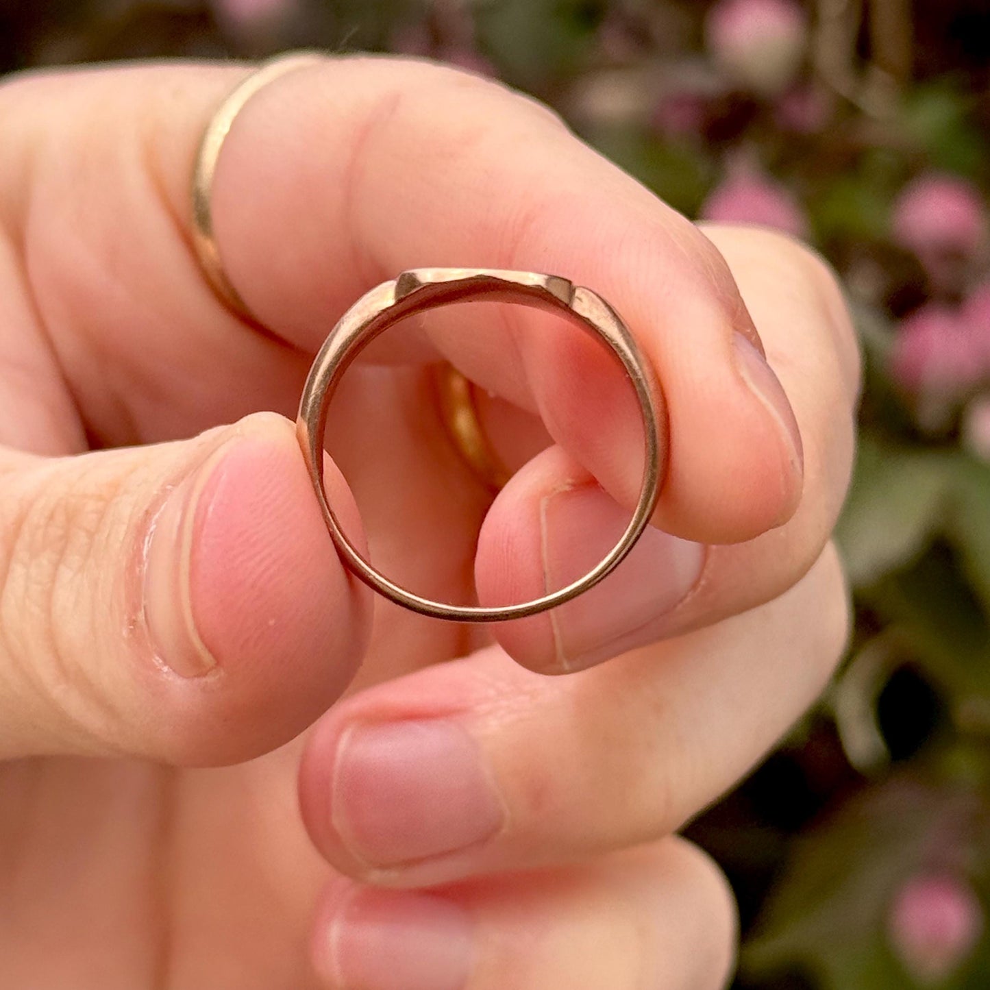 Antique 'L' Signet Ring in 9 Carat Rose Gold; Circa 1919