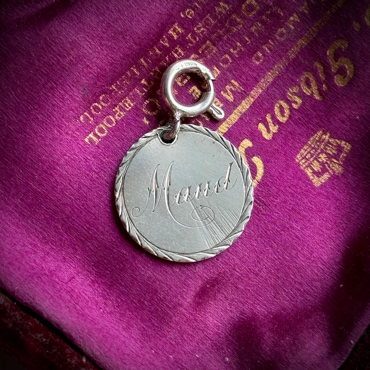 Victorian Love Token 'Maud' Coin Pendant; Circa 1870