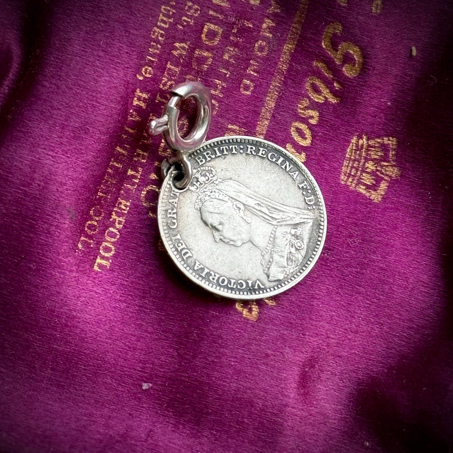 Victorian Love Token 'Maud' Coin Pendant; Circa 1870