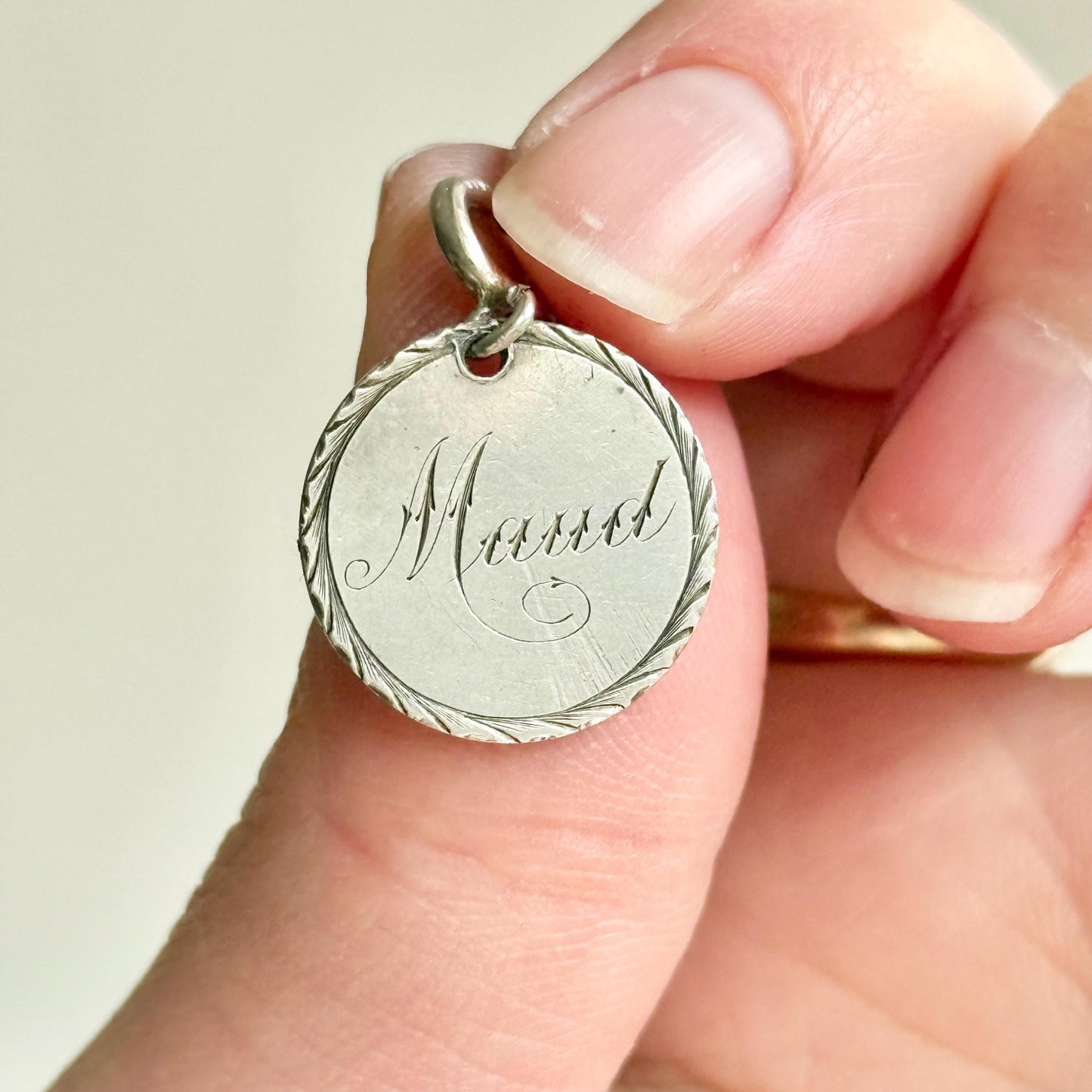 Victorian Love Token 'Maud' Coin Pendant; Circa 1870