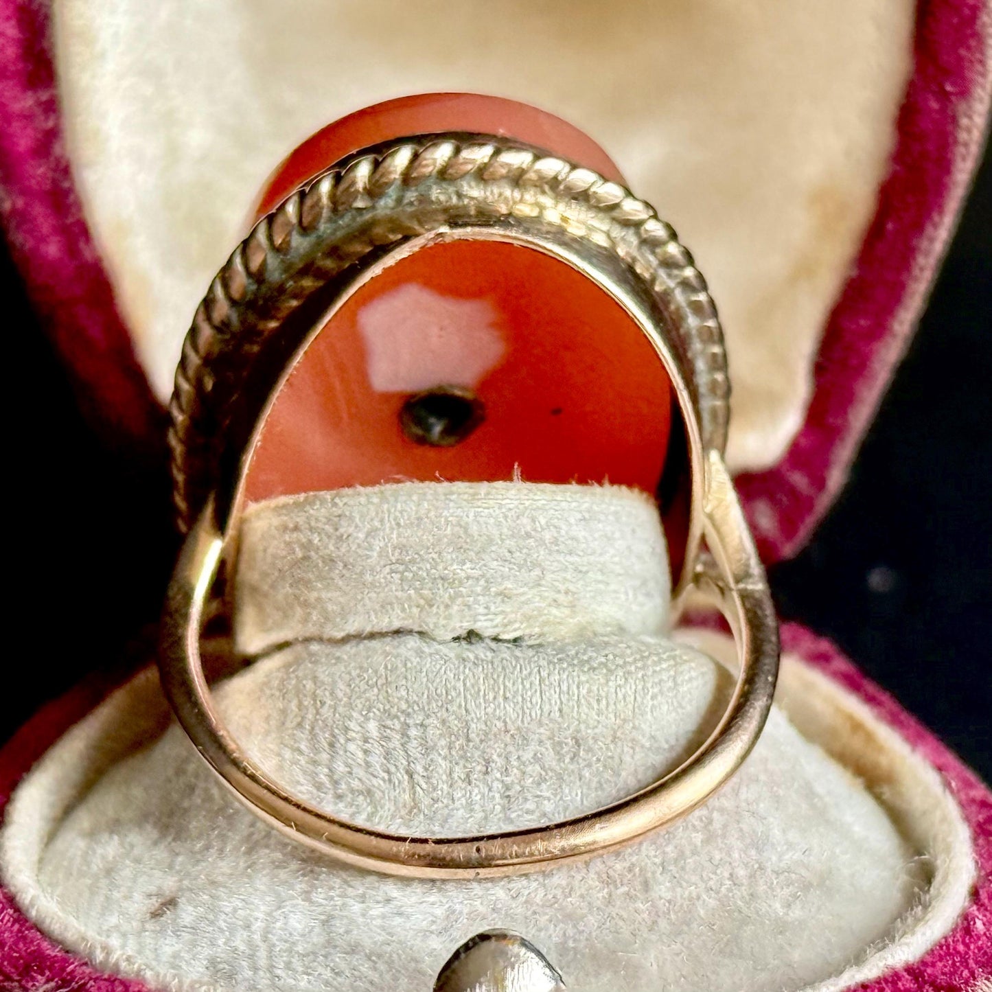 Antique Agate Monogram Ring in 9 Carat Gold; Circa 1890