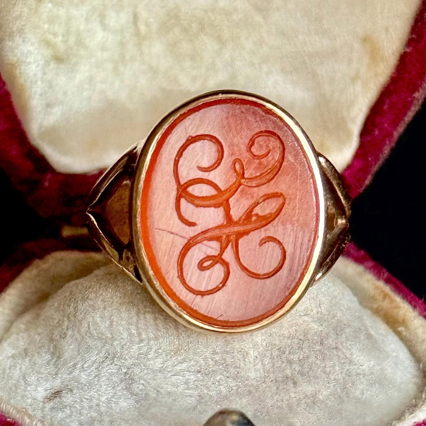 Antique Carnelian Intaglio Signet Ring, Circa 1880s
