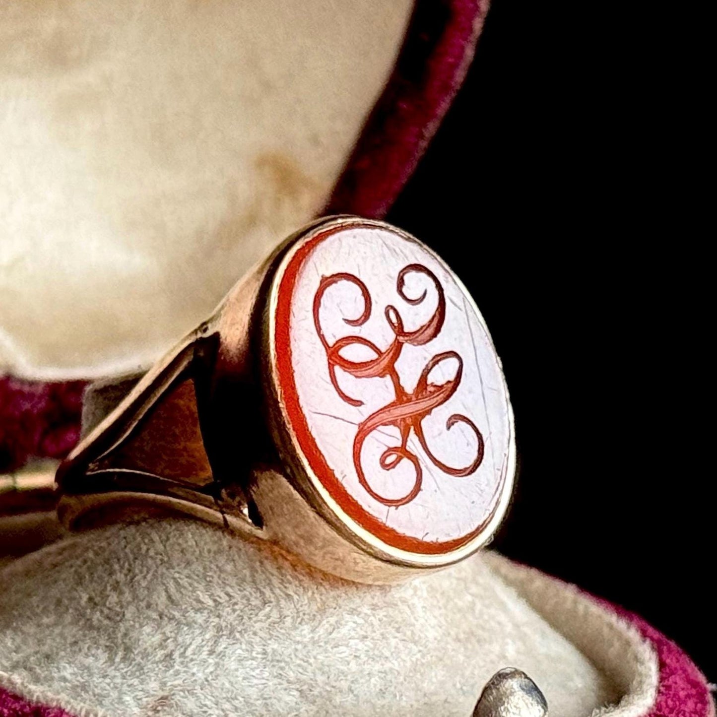 Antique Carnelian Intaglio Signet Ring, Circa 1880s