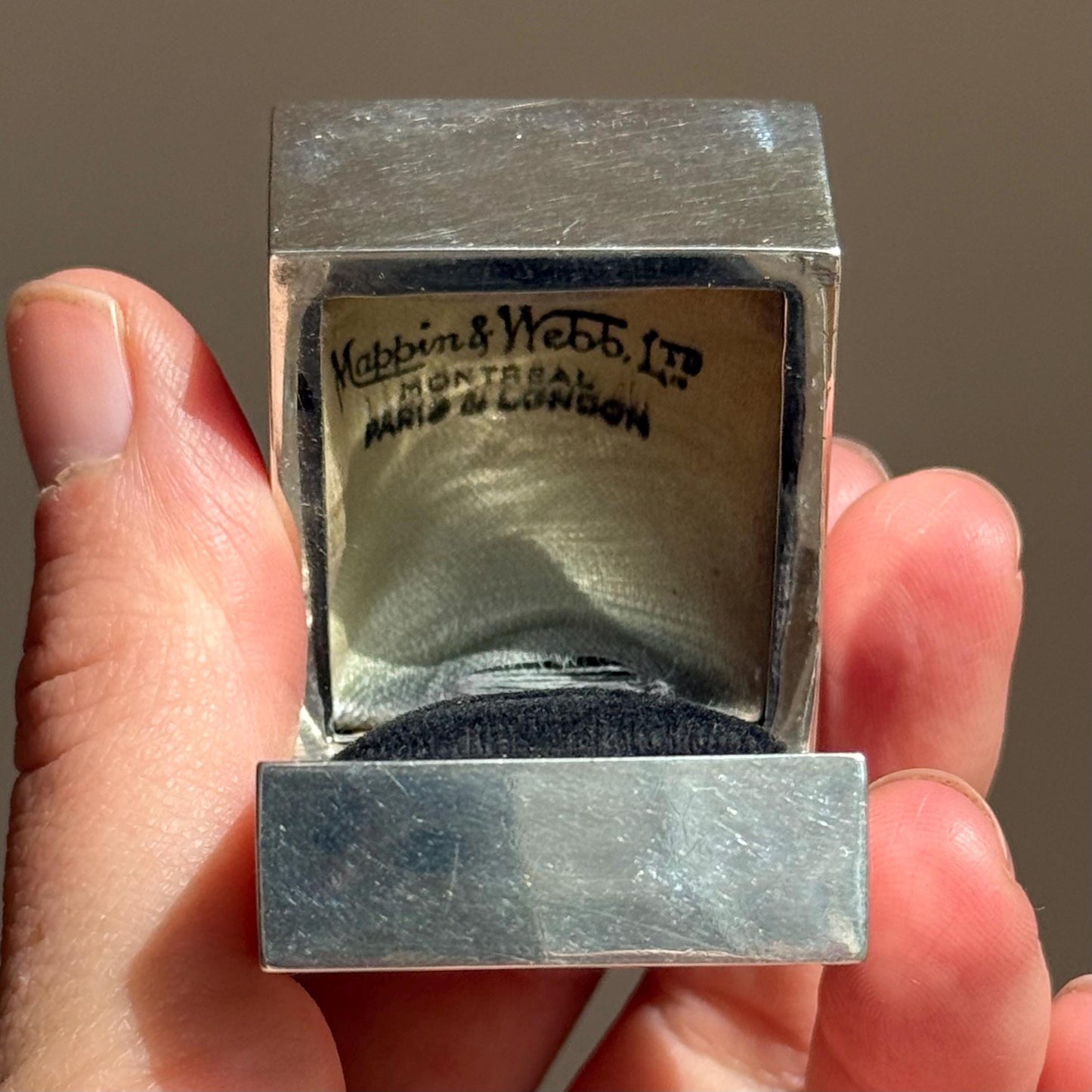 Antique Mappin & Webb Personalised 'G' Ring Box in Silver, Circa 1910