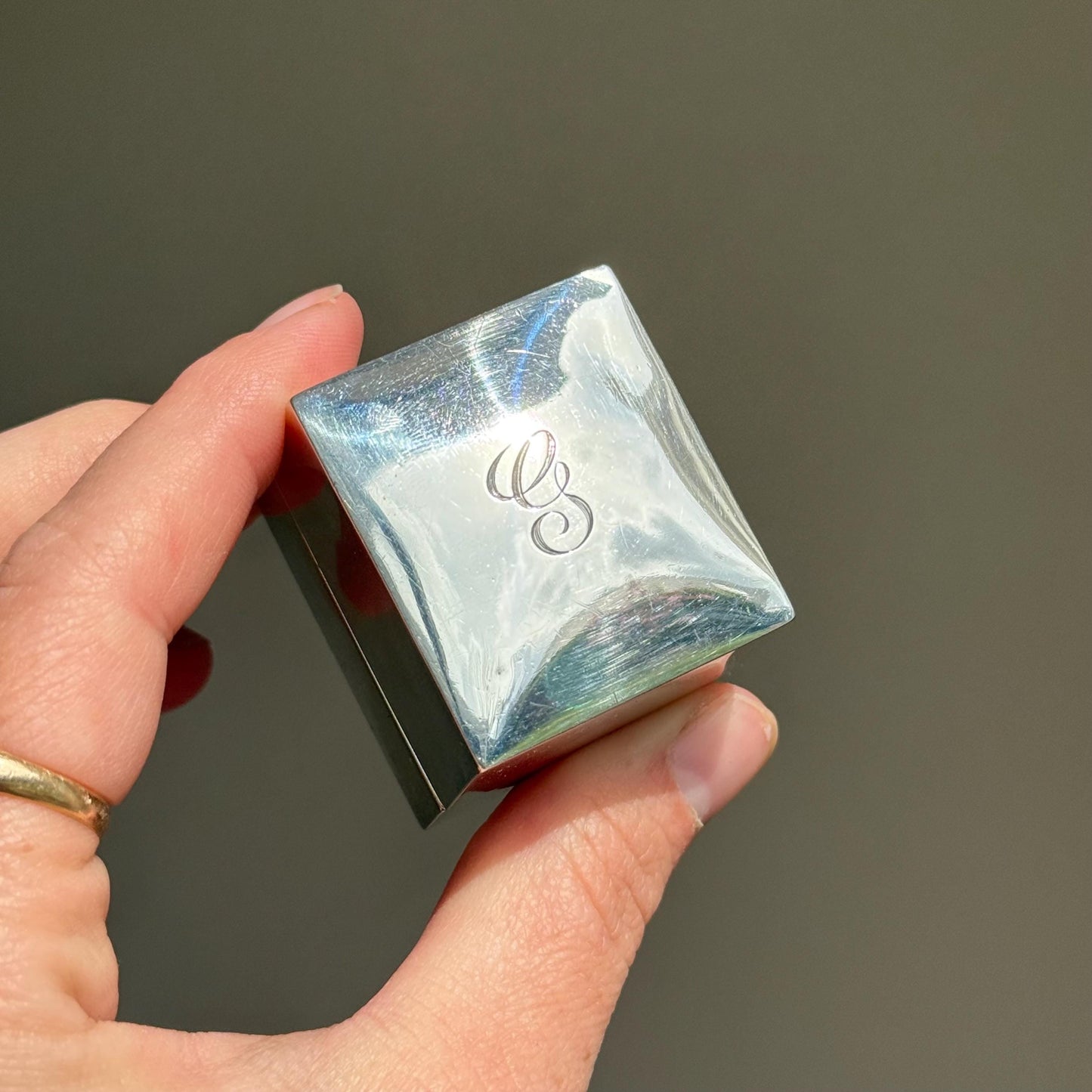 Antique Mappin & Webb Personalised 'G' Ring Box in Silver, Circa 1910