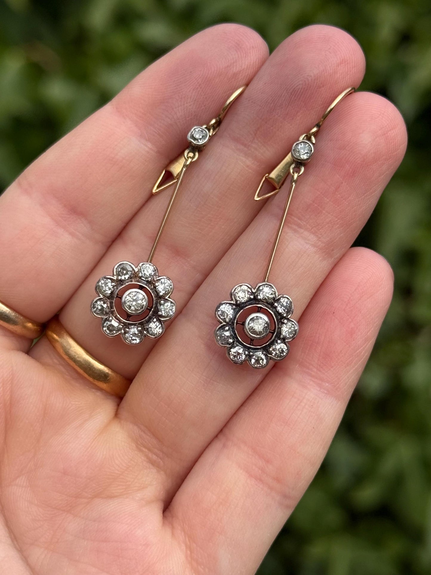 Antique Diamond Drop Earrings in 15 Carat Gold, Circa 1900