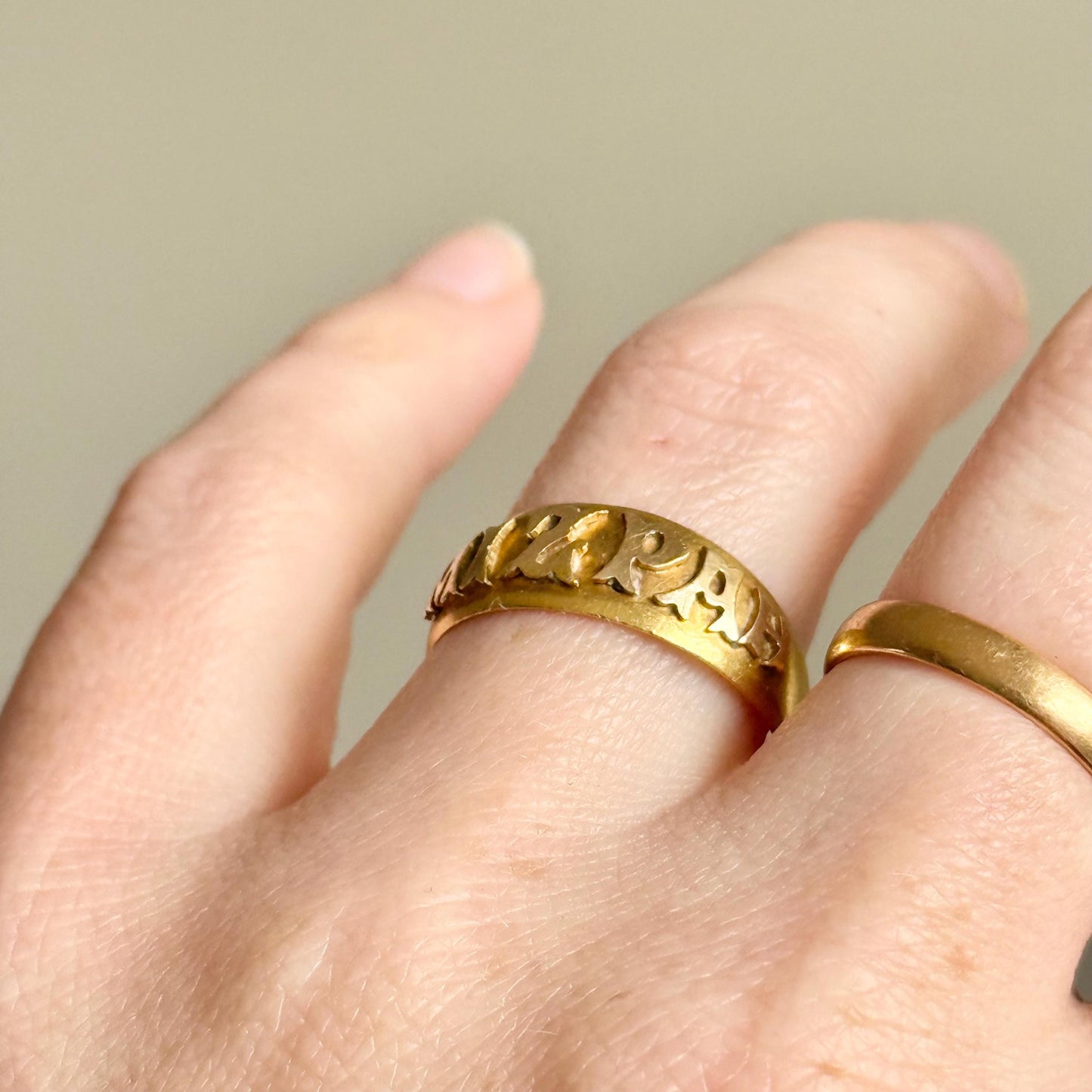 Victorian Heavy Mizpah Ring Created In 18 Carat Gold; Circa 1876