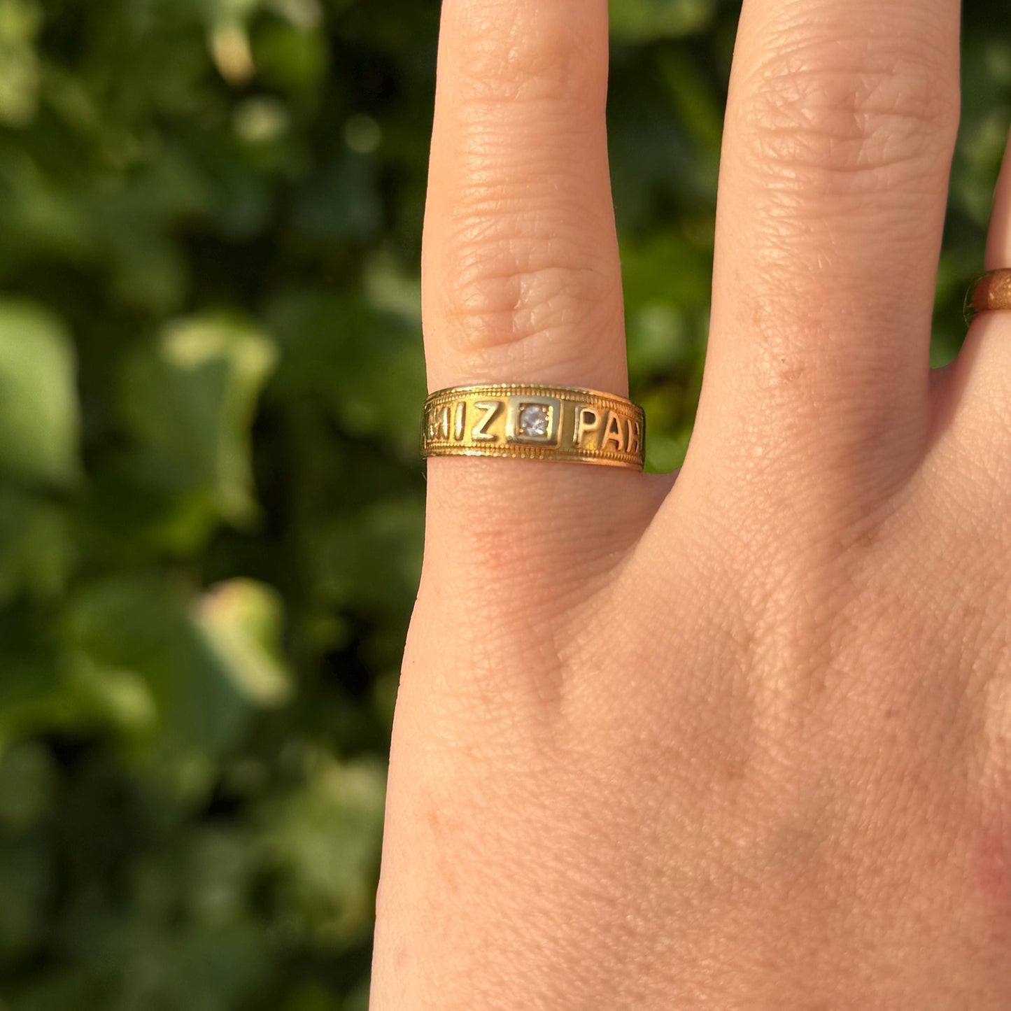 Victorian Diamond Set Mizpah Ring Created In 18 Carat Gold; Circa 1876