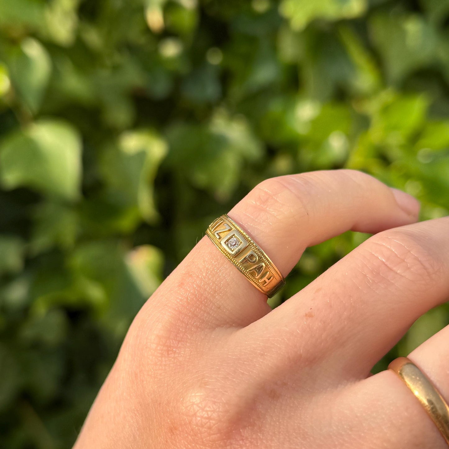 Victorian Diamond Set Mizpah Ring Created In 18 Carat Gold; Circa 1876