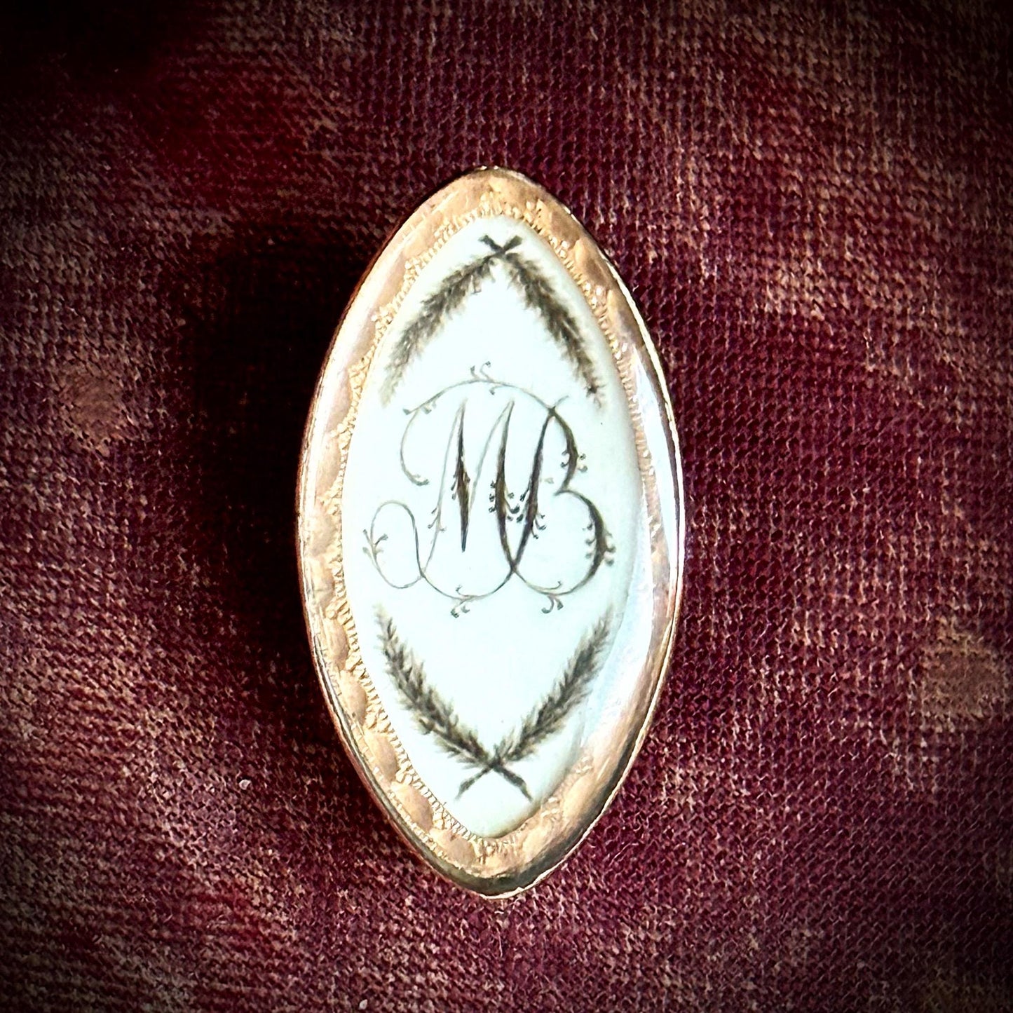 Georgian Hand Painted Brooch in 9 Carat Gold; Circa 1820