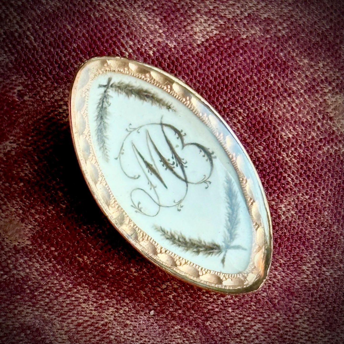 Georgian Hand Painted Brooch in 9 Carat Gold; Circa 1820