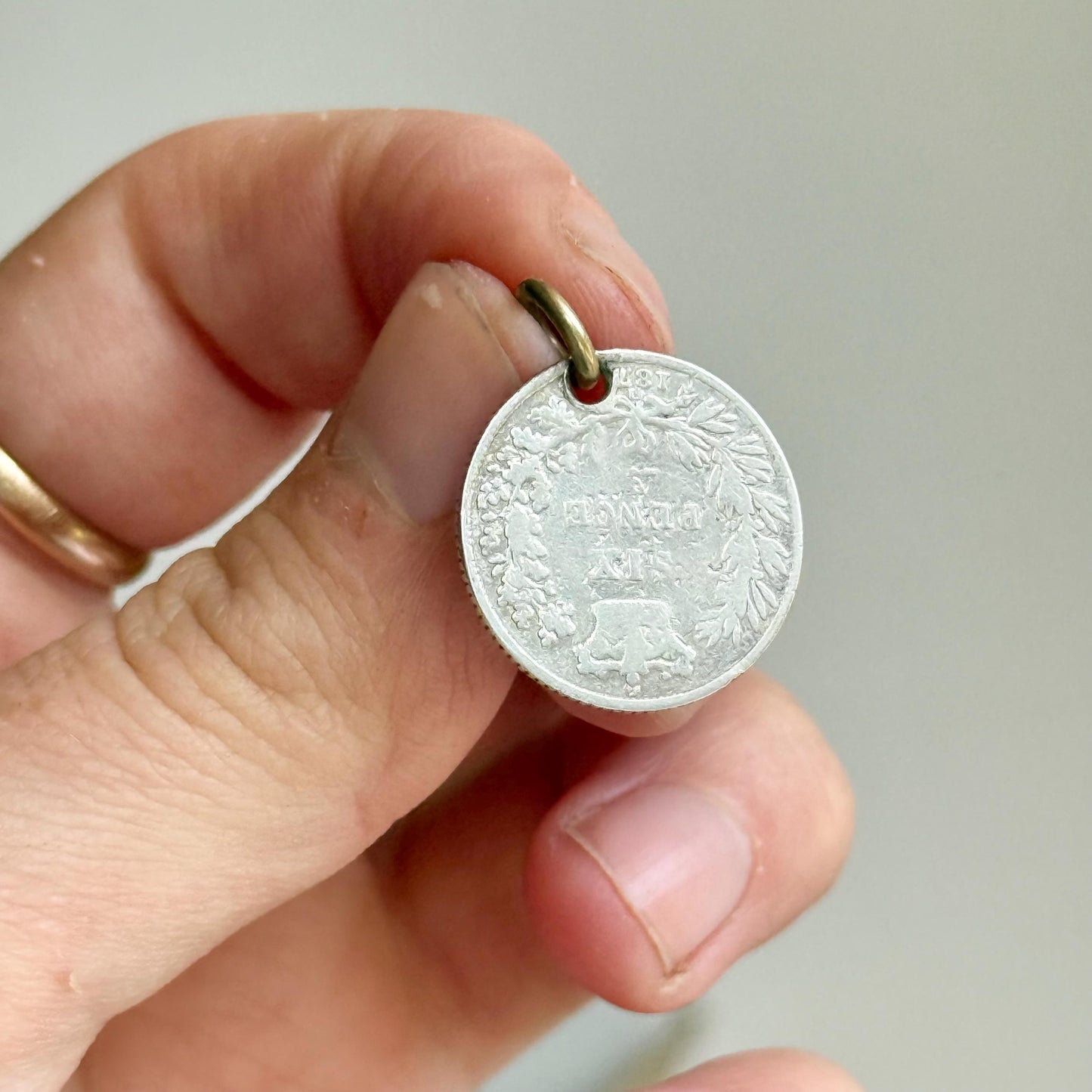 Victorian Love Token Ernest' Coin Pendant; Circa 1880