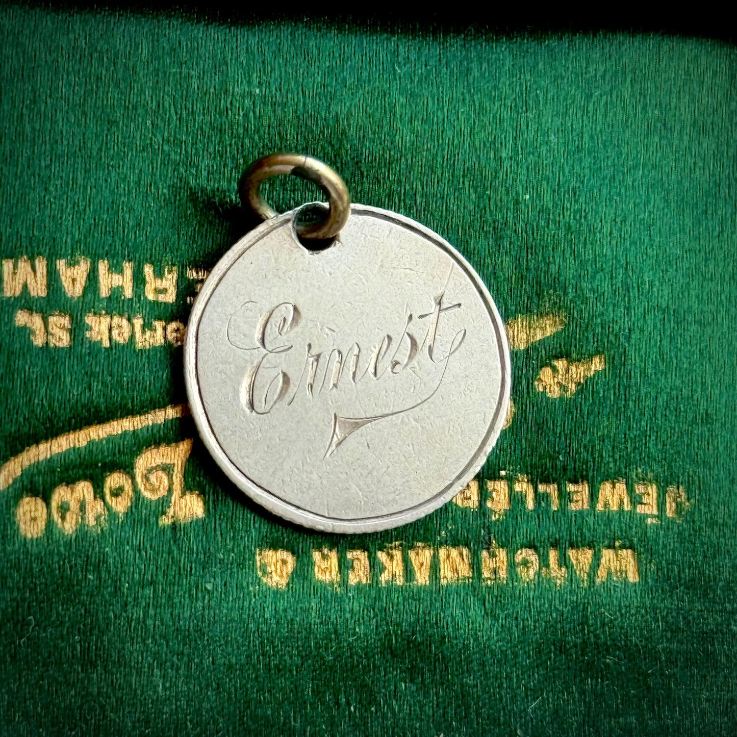 Victorian Love Token Ernest' Coin Pendant; Circa 1880