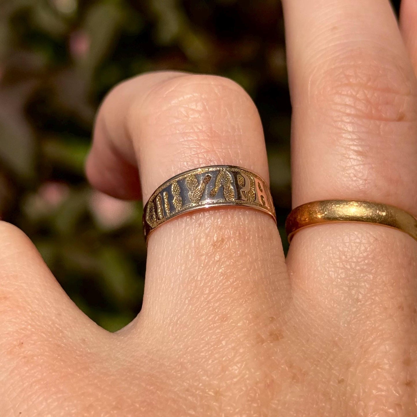 Victorian Mizpah Ring Created In 9 Carat Rose Gold; Circa 1880