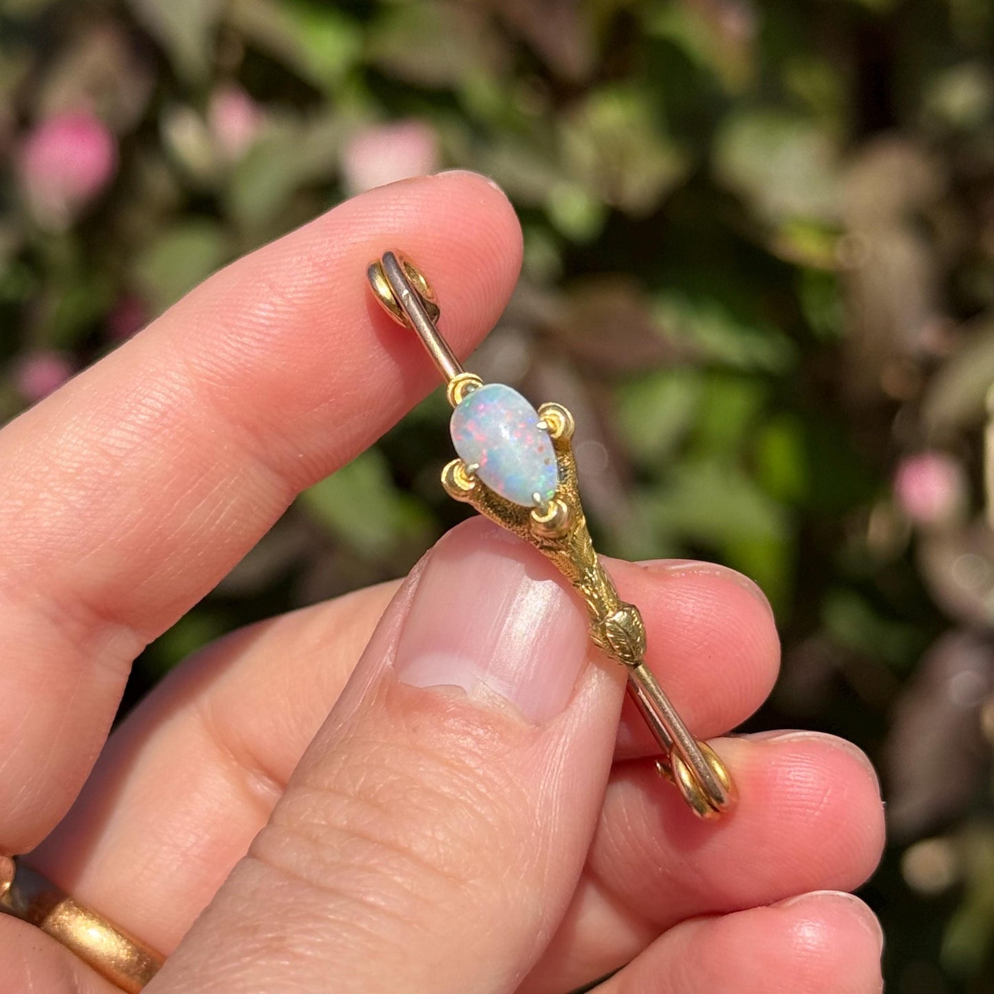 Victorian Opal Eagle Claw Brooch In 9 Carat Gold; Circa 1890