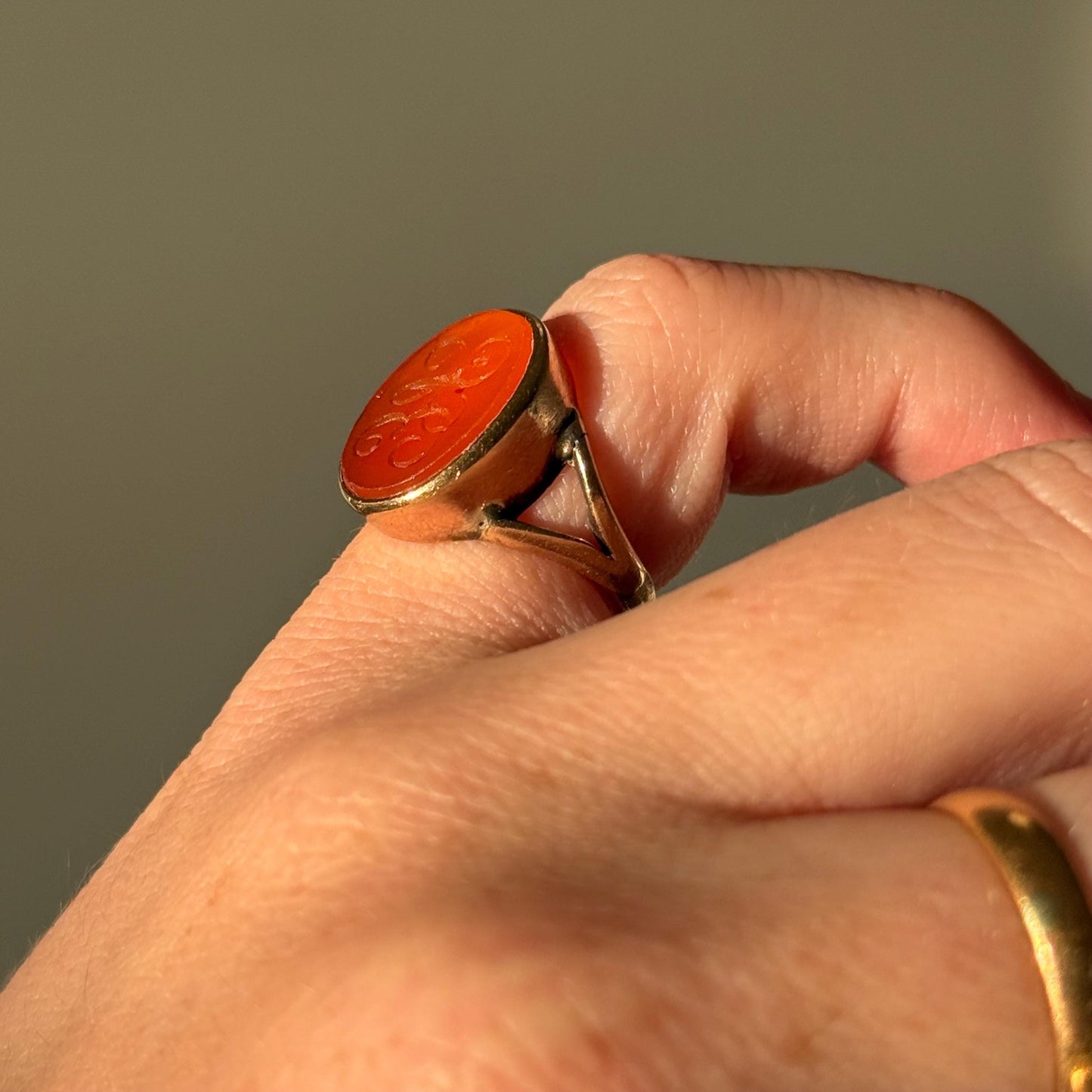 Antique Carnelian Intaglio Signet Ring, Circa 1880s