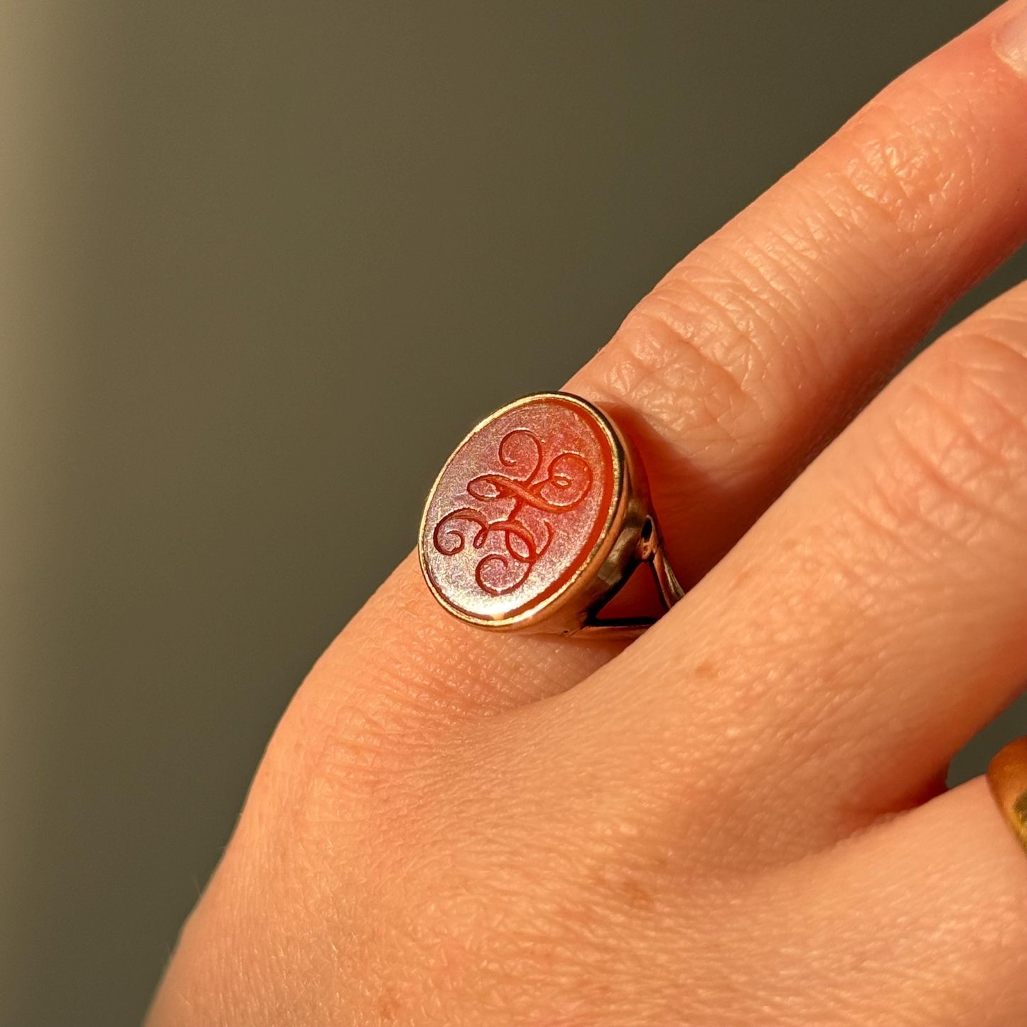 Antique Carnelian Intaglio Signet Ring, Circa 1880s