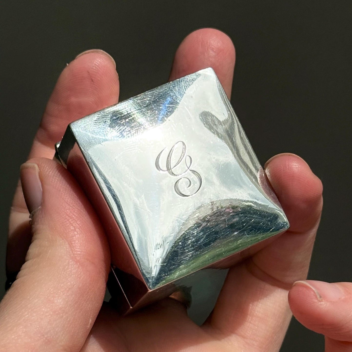 Antique Mappin & Webb Personalised 'G' Ring Box in Silver, Circa 1910