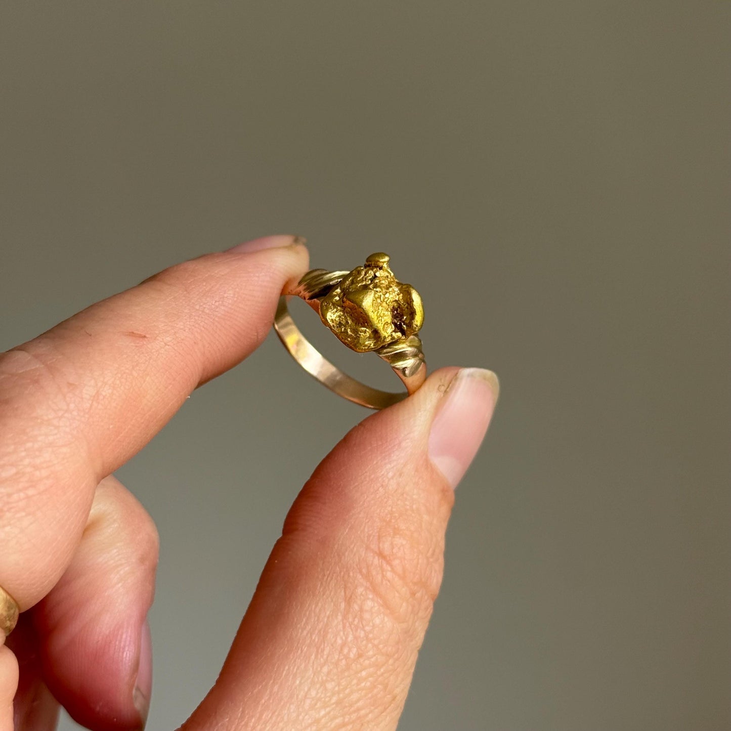 Antique Gold Nugget Ring In 9 Carat Rose Gold; Circa 1880