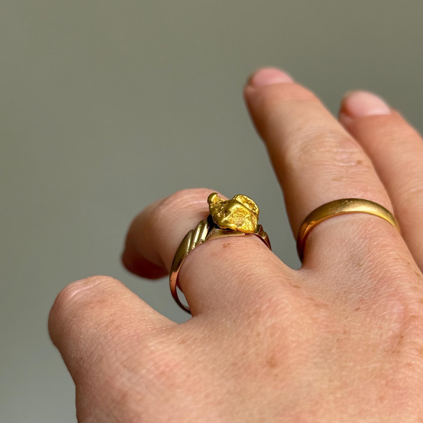 Antique Gold Nugget Ring In 9 Carat Rose Gold; Circa 1880