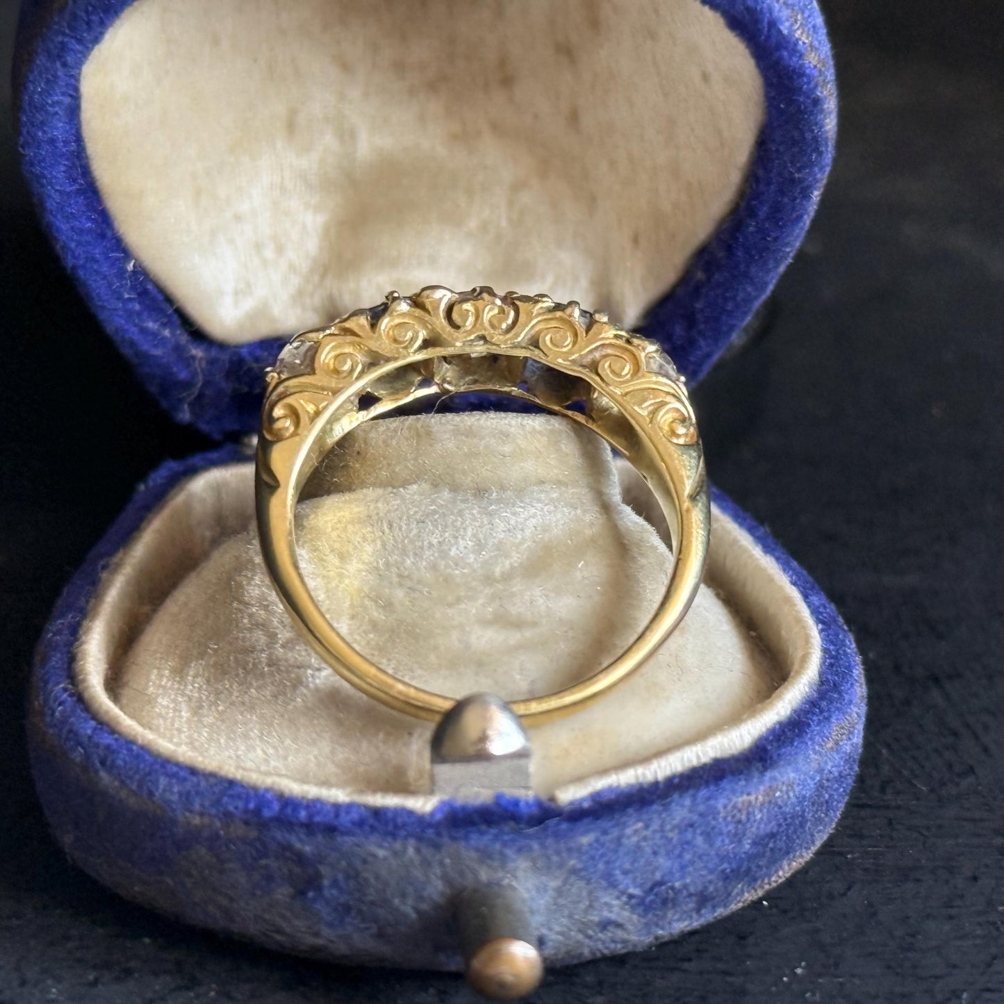Antique Old Cut Diamond & Sapphire Ring in 18 Carat Gold